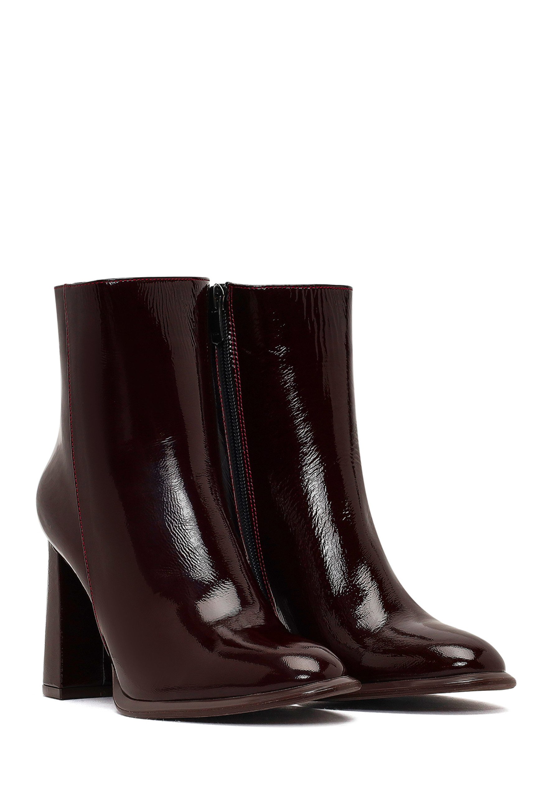 Derimod Absatz-Stiefeletten aus Lackleder Ankleboots Reißverschluss, Textilfutter, TPU Sohle, Absatz 8 cm