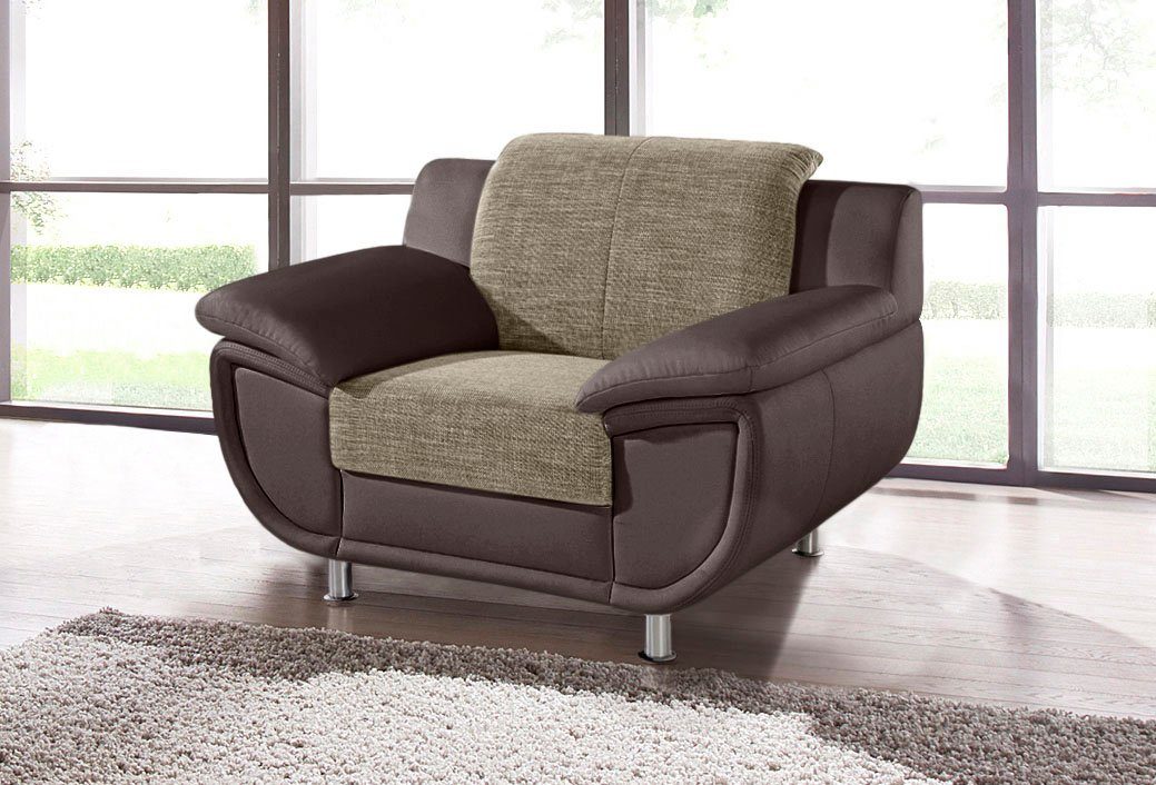TRENDMANUFAKTUR Sessel Rondo 3, Loungesessel, wahlweise mit komfortablem Federkern, mit extra breiten Armlehnen