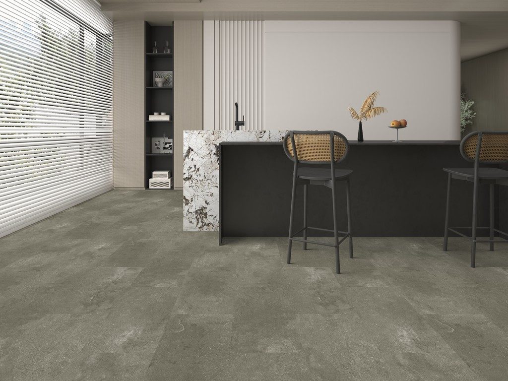 BASICfloor Vinylboden Vinylboden Klebevinyl Objekt Beton Silbergrau Fliese