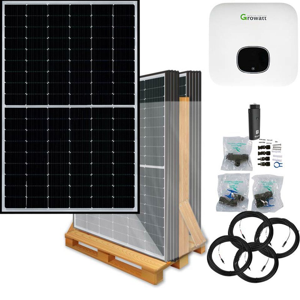 Lieckipedia 4600 Watt batteriekompatible Solaranlage, Growatt XH Wechselrichter, A Solar Panel, Black Frame