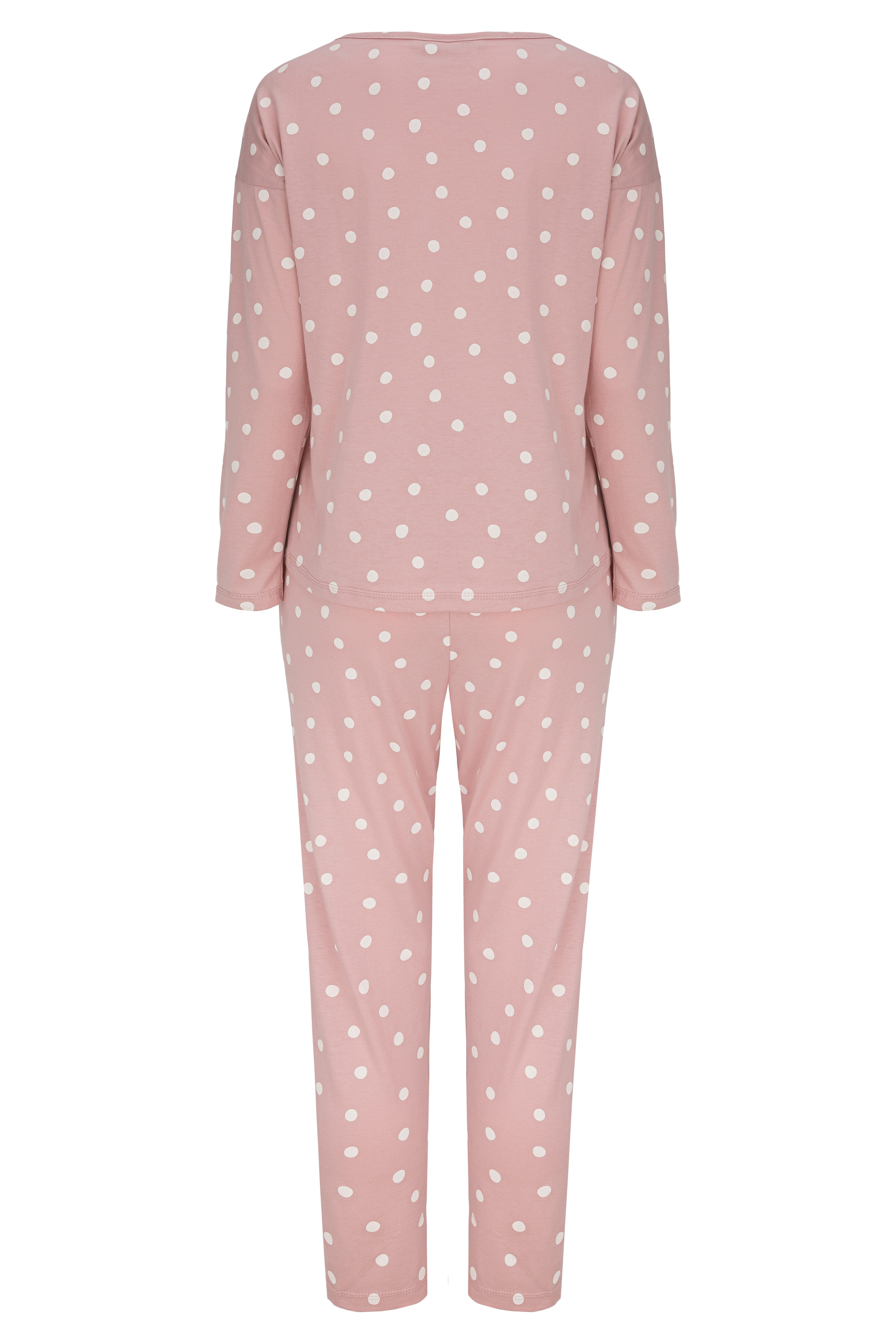 Mademoiselle Sommeil Capri-Pyjama 3/4 Schlafanzug mit langarm Oberteil in altrosa mit Punkten (2 tlg., 1 Stück)