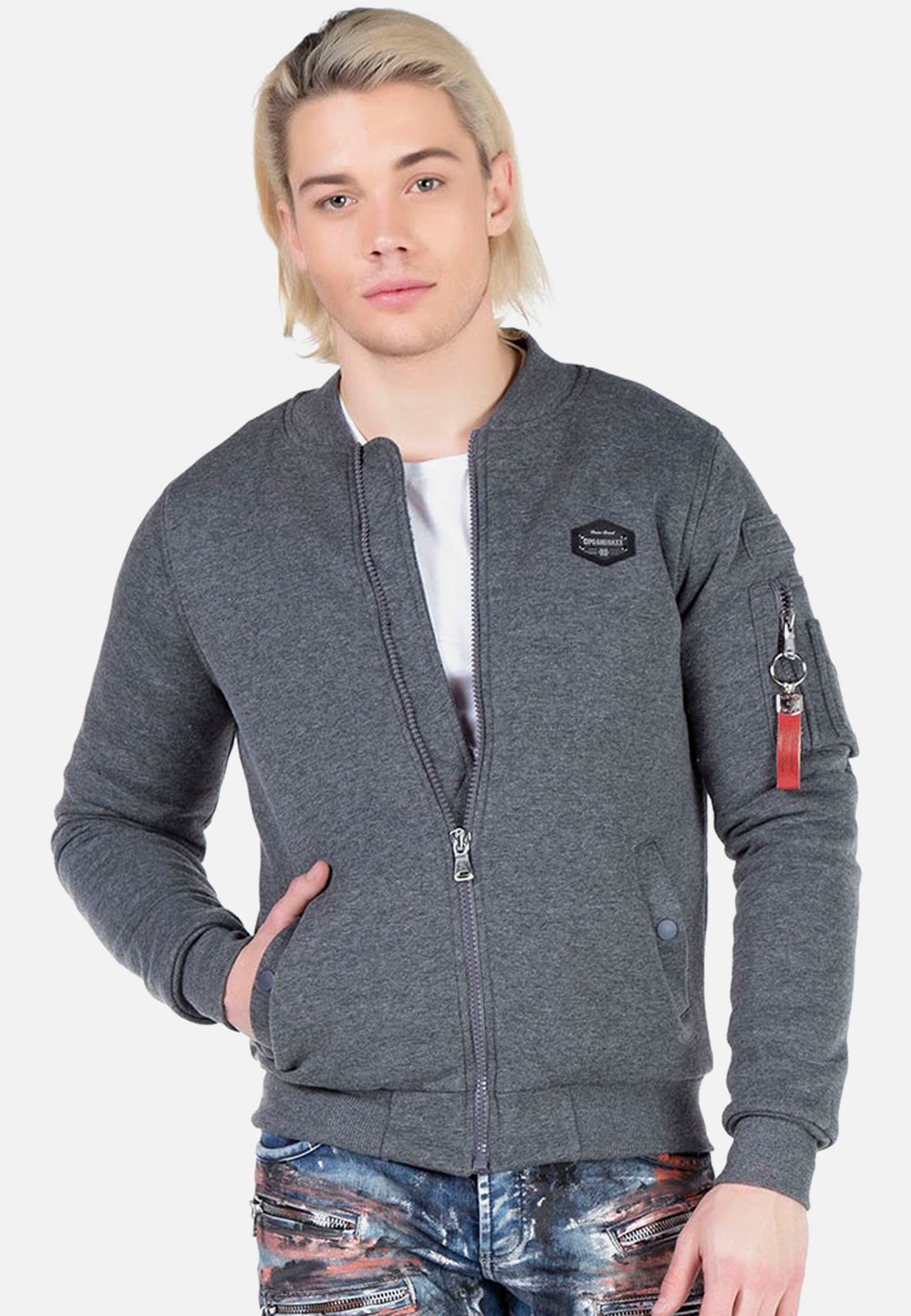 Cipo & Baxx Revers anthrazit mit Sweatjacke und Reißverschluss