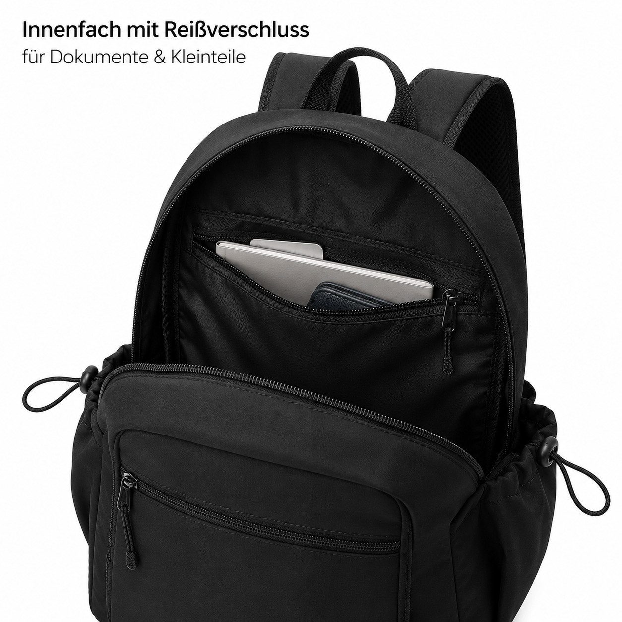 ibettertec Rucksack Rucksack Freizeitrucksack mit Reißverschlussfach (verstellbaren Schultergurten und mehreren Fächern, 42 x 31 x 22 cm), Tagesrucksack für Schule, Arbeit und Reisen