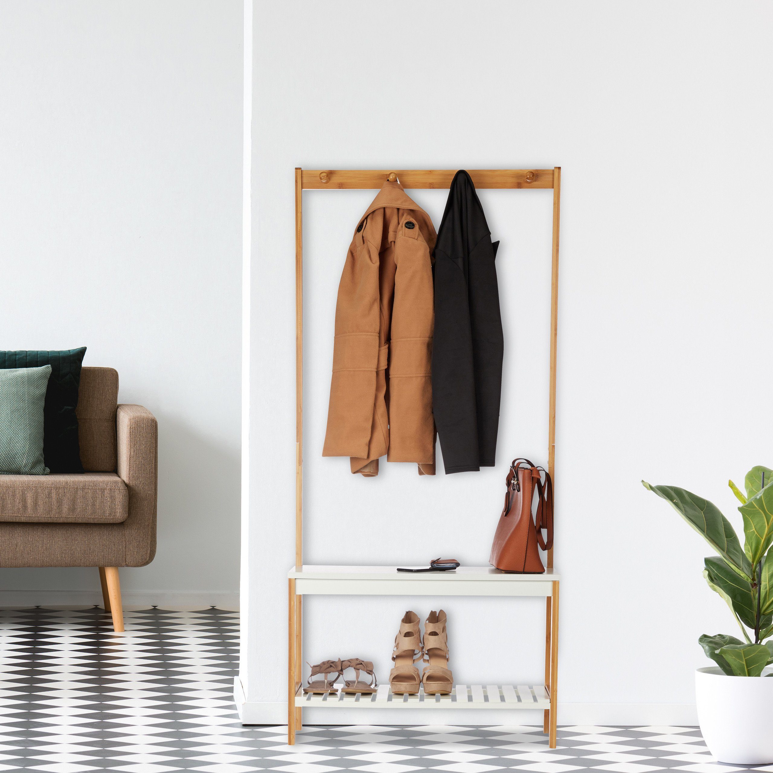 relaxdays Garderobenständer mit Schuhregal günstig online kaufen