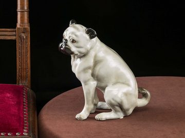 Aubaho Dekofigur Mops Porzellan Hund Bulldoge Figur Skulptur Porzellanfigur im Antik-St