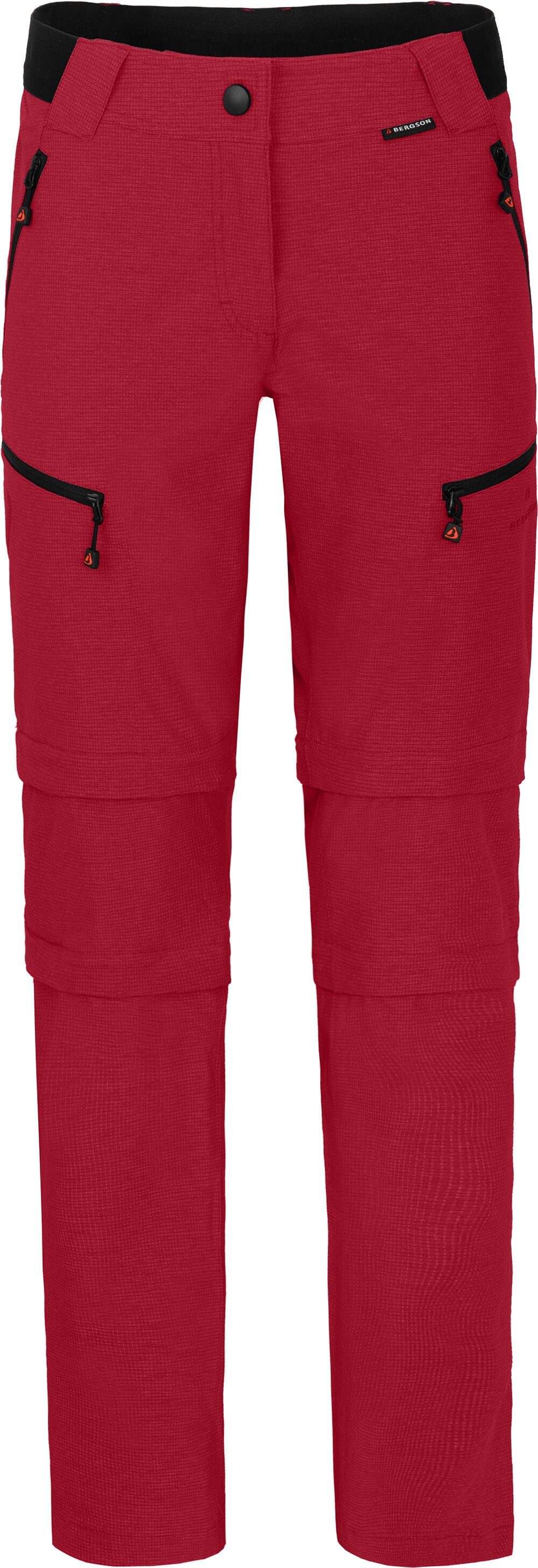 Zipp-Off Bergson PORI Wanderhose, Doppel Zip-off-Hose Normalgrößen, mit robust elastisch, rot Damen T-ZIPP