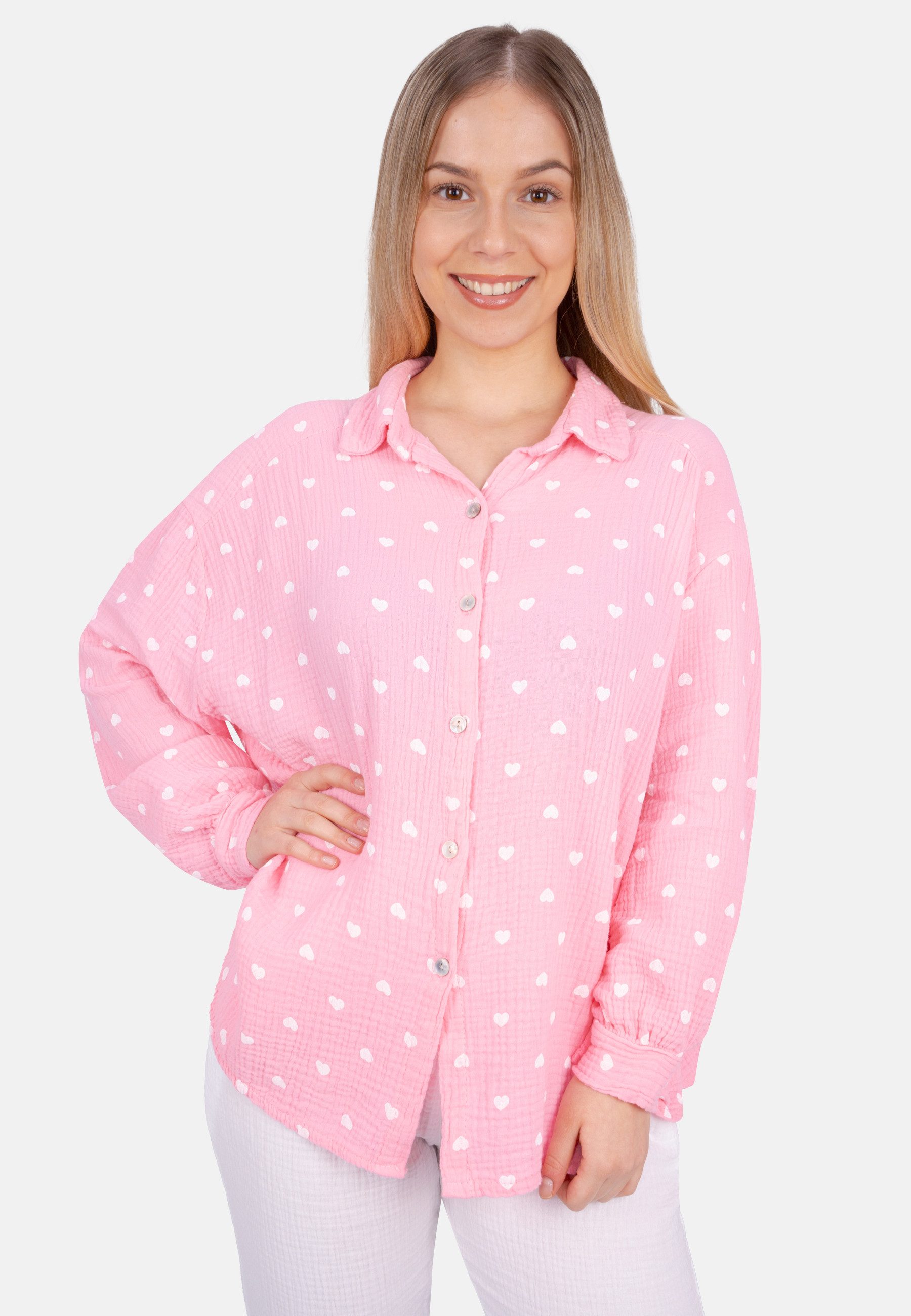 Hemdbluse LIYA MUSSELIN HERZ OVERSIZED