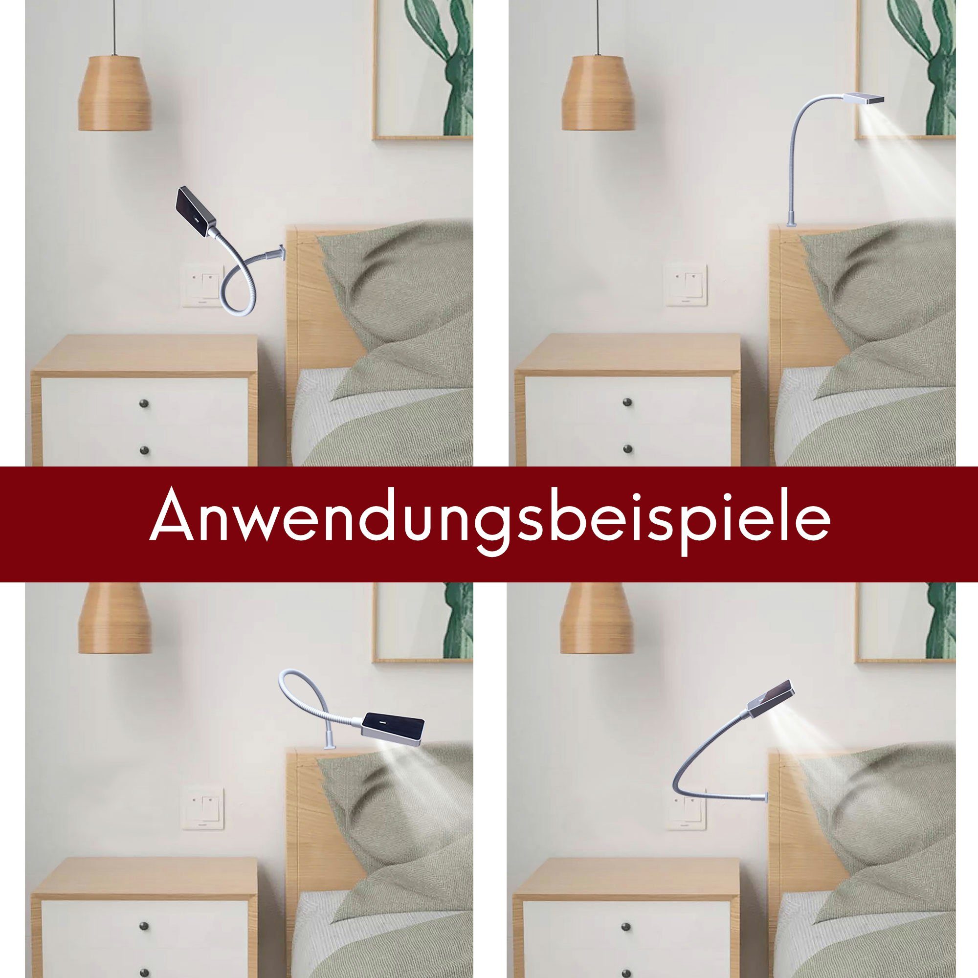 kalb Bettleuchte LED Bettleuchte dimmbar Leseleuchte Nachttischlampe, warmweiss
