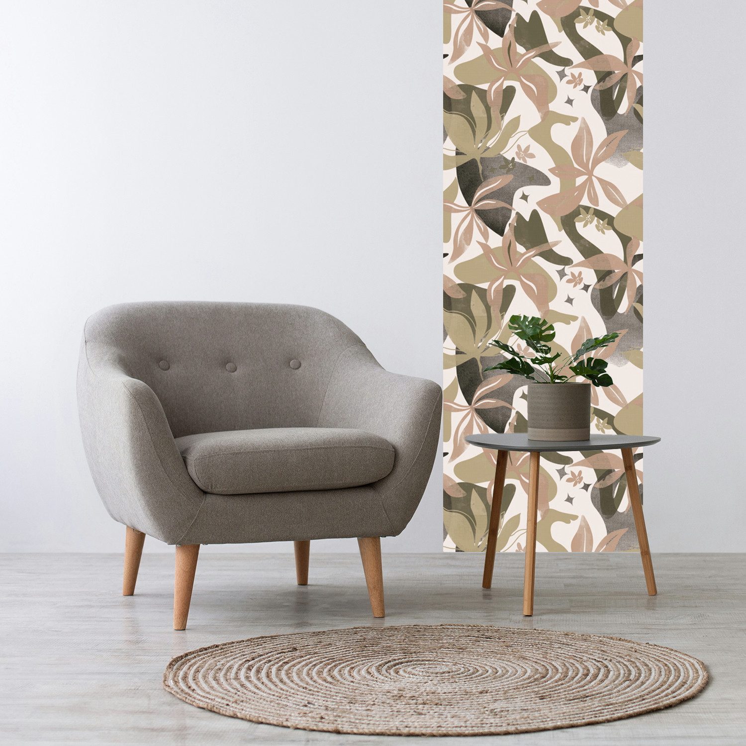 queence 3D-Tapete Abstrakte Pflanzen, selbstklebendes Wandpaneel, texturiert, bedruckt, mehrfarbig, Motiv, (1 St), 60 x 250 cm Fototapete, Mustertapete, Anbringung ohne Kleister