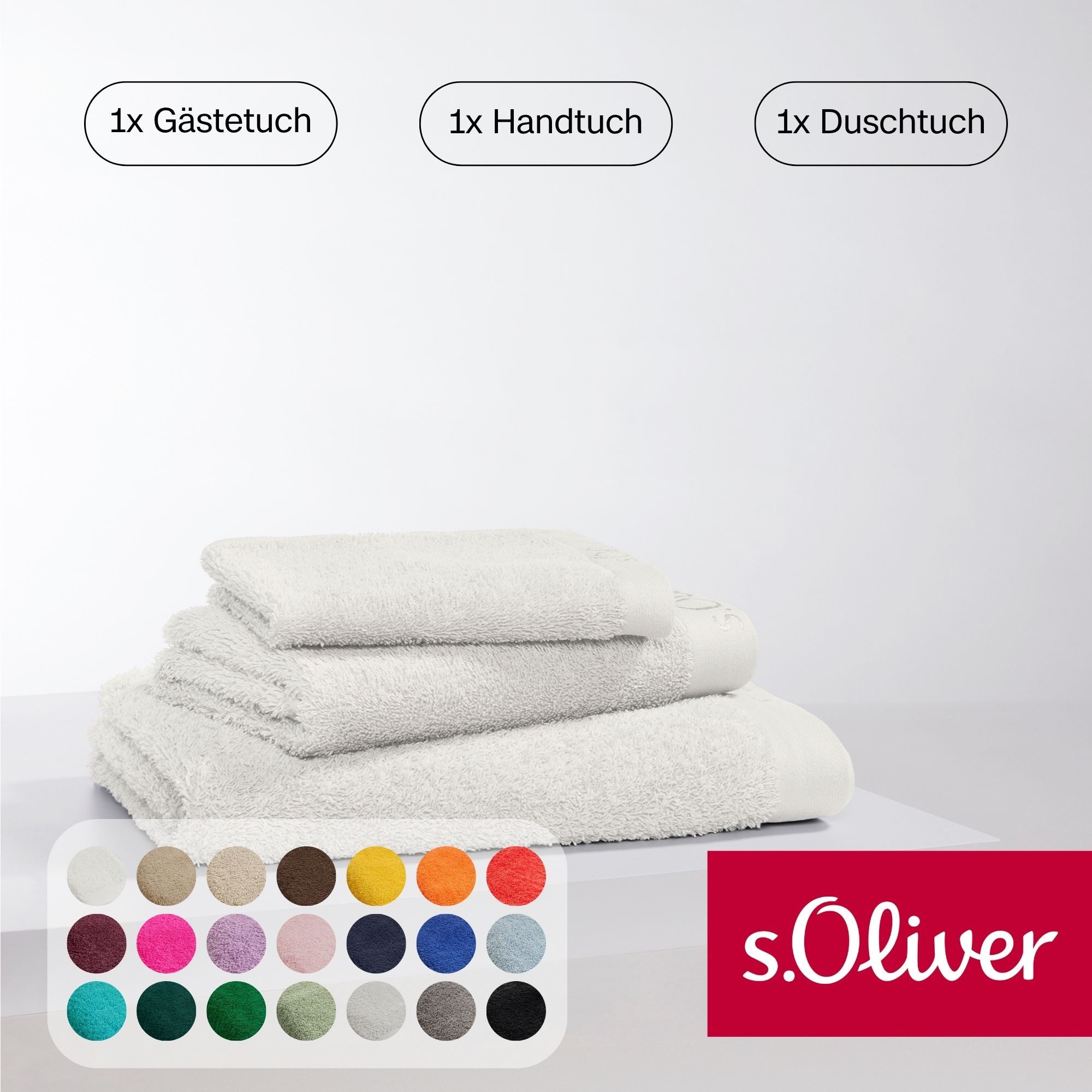 s.Oliver Handtuch Set s.Oliver, Premium Qualität, 600 gr/m², Walkfrottier (Set, 3-St), 1 Gästetuch 30x50 cm, 1 Handtuch 50x100 cm, 1 Duschtuch 70x140 cm