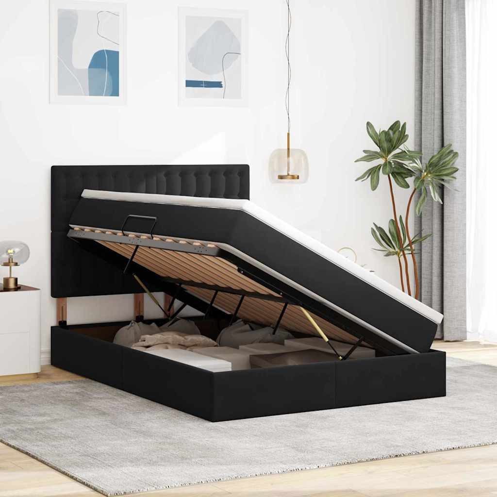 vidaXL Bed with Storage and LED Lighting, Black, 140 x 190 cm, Velvet (1-piece)