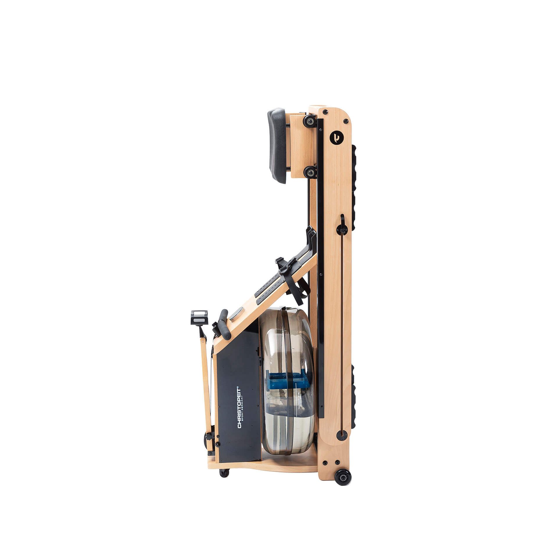 Christopeit Sport® Ruderzugmaschine WP 5000 Wasserrudergerät (Wasserwiderstand, Magnetwiderstand, Wassertank, Holz, Sport), Testsieger Stiftung Warentest Ausgabe 1/2025, Rudermaschine, Holz