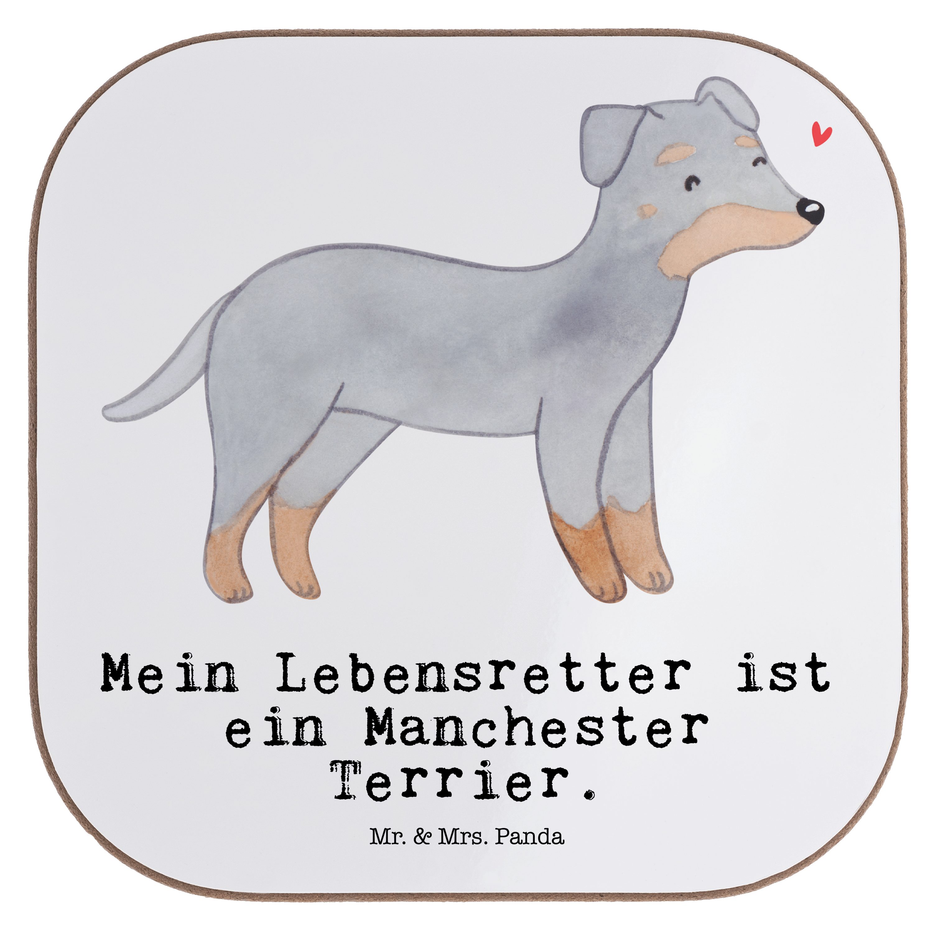 - Terrier Hundebesitzer, Manchester Geschenk, Bie, Mr. Weiß & Lebensretter 1-tlg. Getränkeuntersetzer - Mrs. Panda