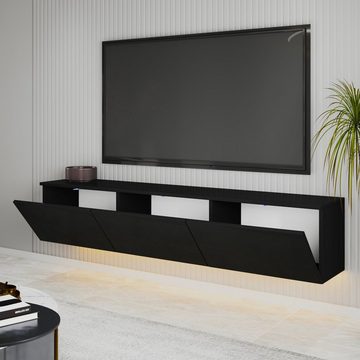 moebel17 TV-Regal TV Lowboard Alston Hochglanz 3 Türig, modernes TV Lowboard in Weiß Hochglanz mit 3 Türen