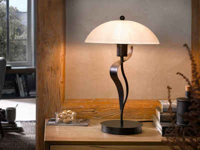 FISCHER & HONSEL LED Tischleuchte, mit Glas Lampen-Schirm Landhaus-Stil antik, Design-Lampe für Flur-Beleuchtung Wohnzimmer & große Nachttischlampe