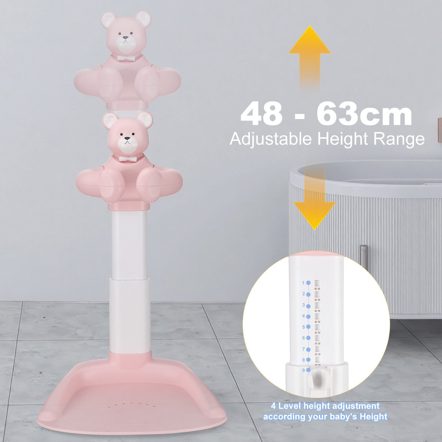 oyajia Babybadewanne Baby Badewannenständer Duschständer Höhenverstellbar, (mit AntiRutsch-Basis,Stehhilfe), Zum Baden, Windelwechseln und Waschen des Popos