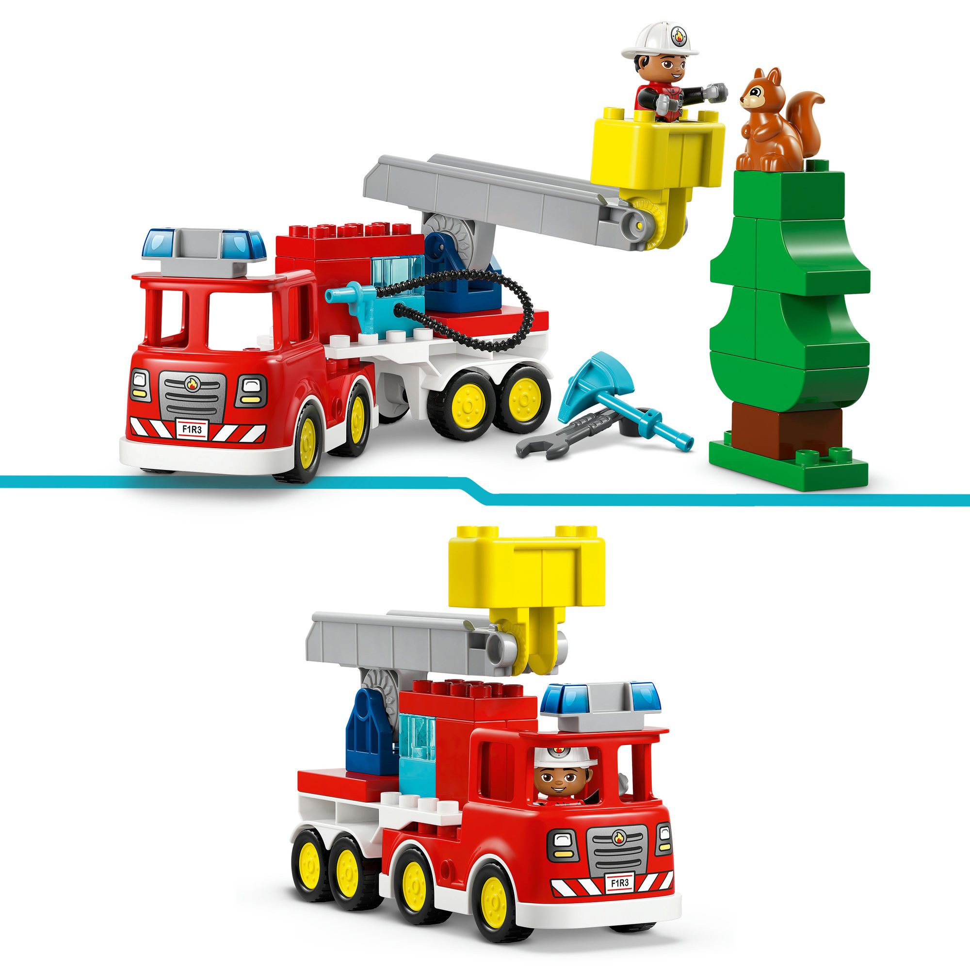 LEGO® Löschauto mit Schlauch und Feuerwehrmann (10473), LEGO DUPLO Town Konstruktionsspielsteine, (28 St) – Bild 4 von 5