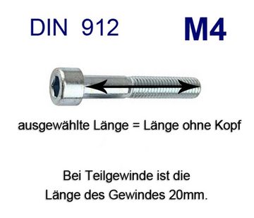 Montage-fix Zylinderschraube M4 Zylinderkopfschrauben - Stahl verzinkt DIN 912, (5 St)