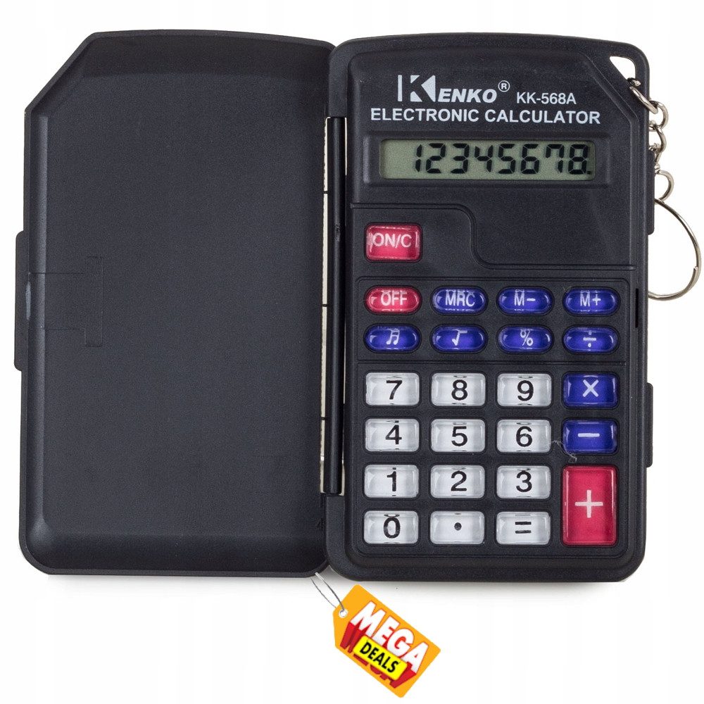 MEGADEALS Taschenrechner Taschenrechner für unterwegs mit Etui & Schlüsselanhänger