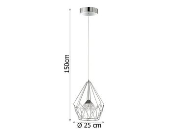 WOFI LED Pendelleuchte, Dimmer, LED fest integriert, Warmweiß, einflammig, dimmbar, Esstisch Gitter-Lampe Industrie-Design, Ø 25cm