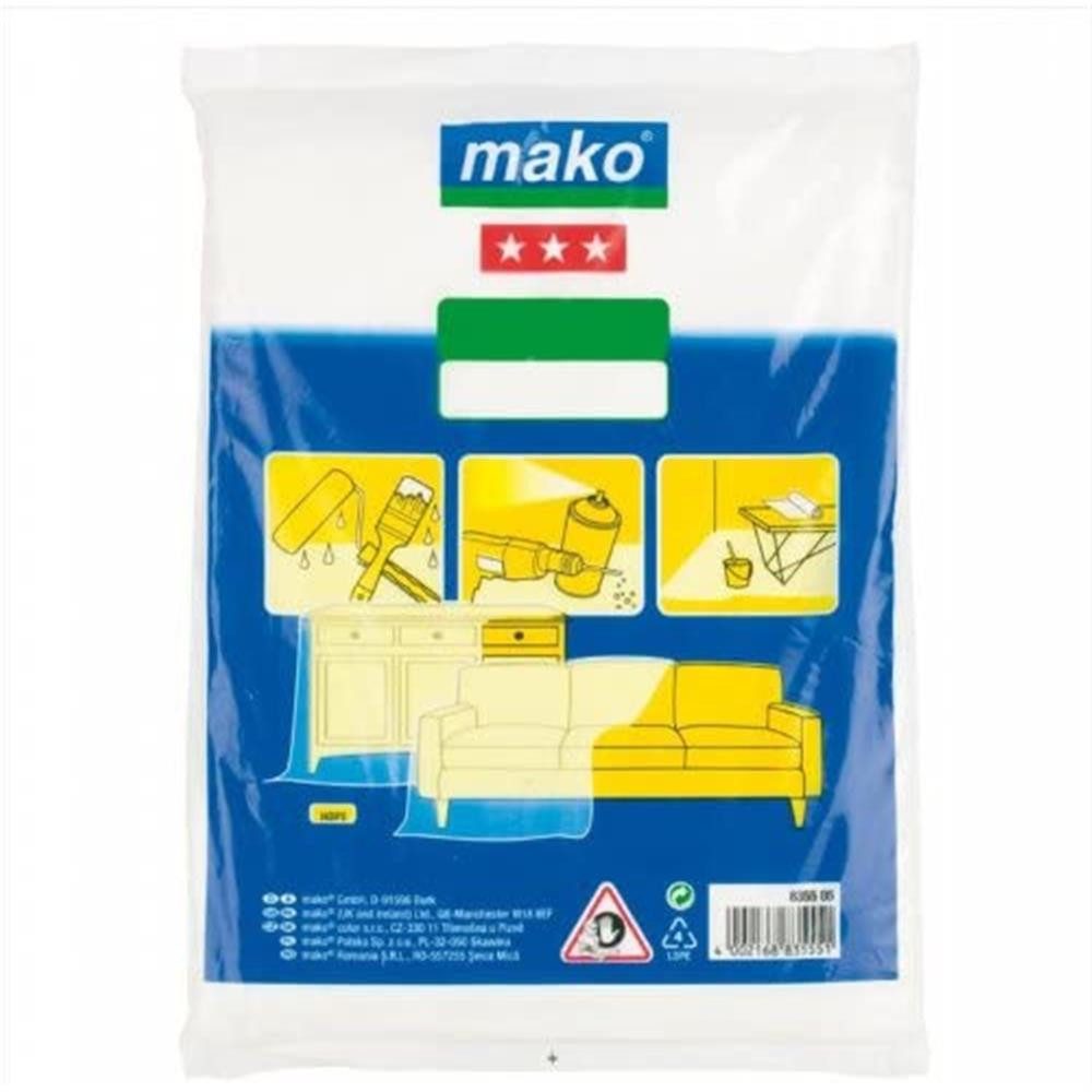 mako Schutzplane, Malerplane, Abdeckfolie, Allzweckplane, mittelstark, 4 m x 12,5 m