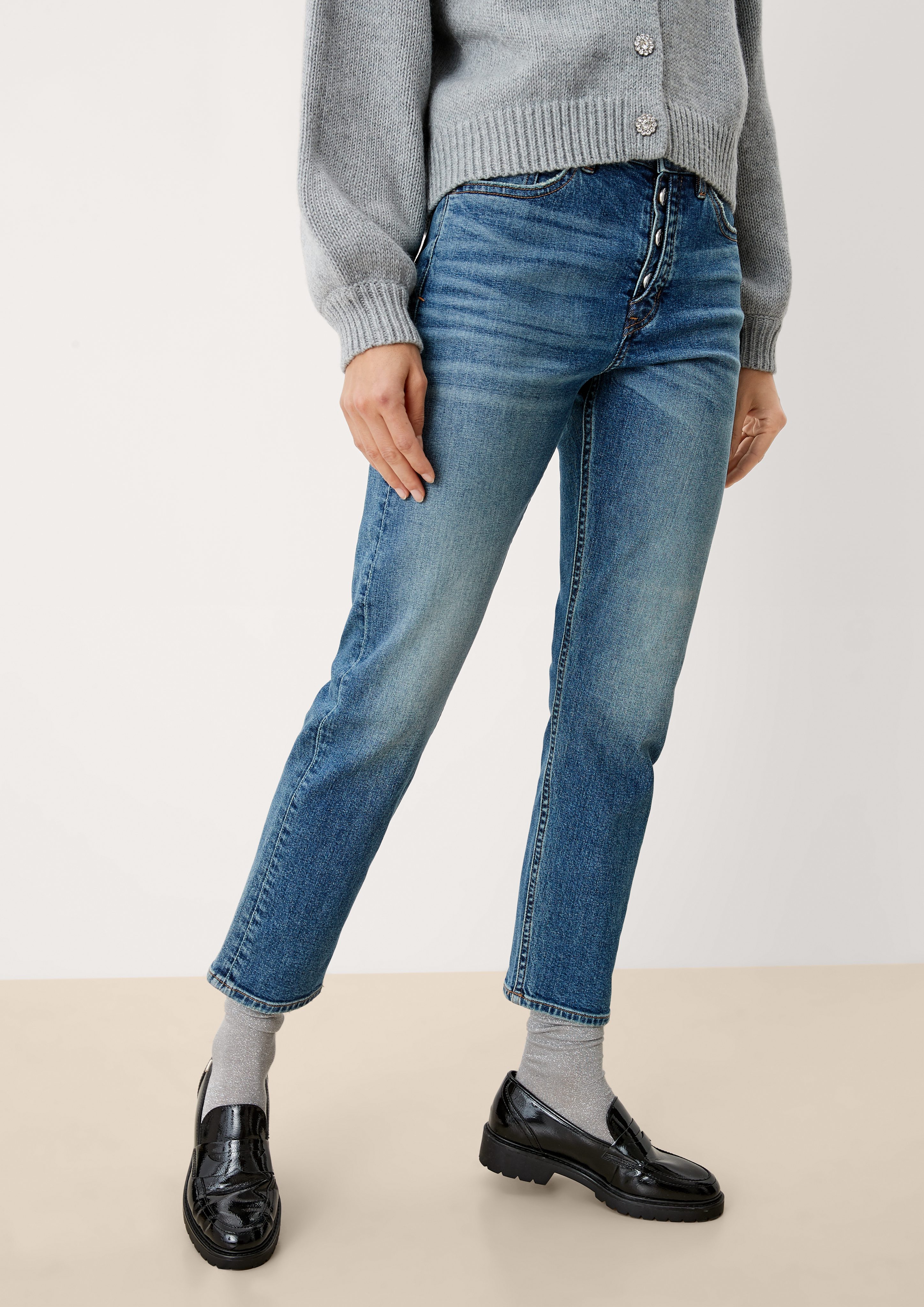 s.Oliver 7/8-Jeans Ankle-Jeans Franciz / Relaxed Fit / Mid Rise / Tapered Leg Waschung