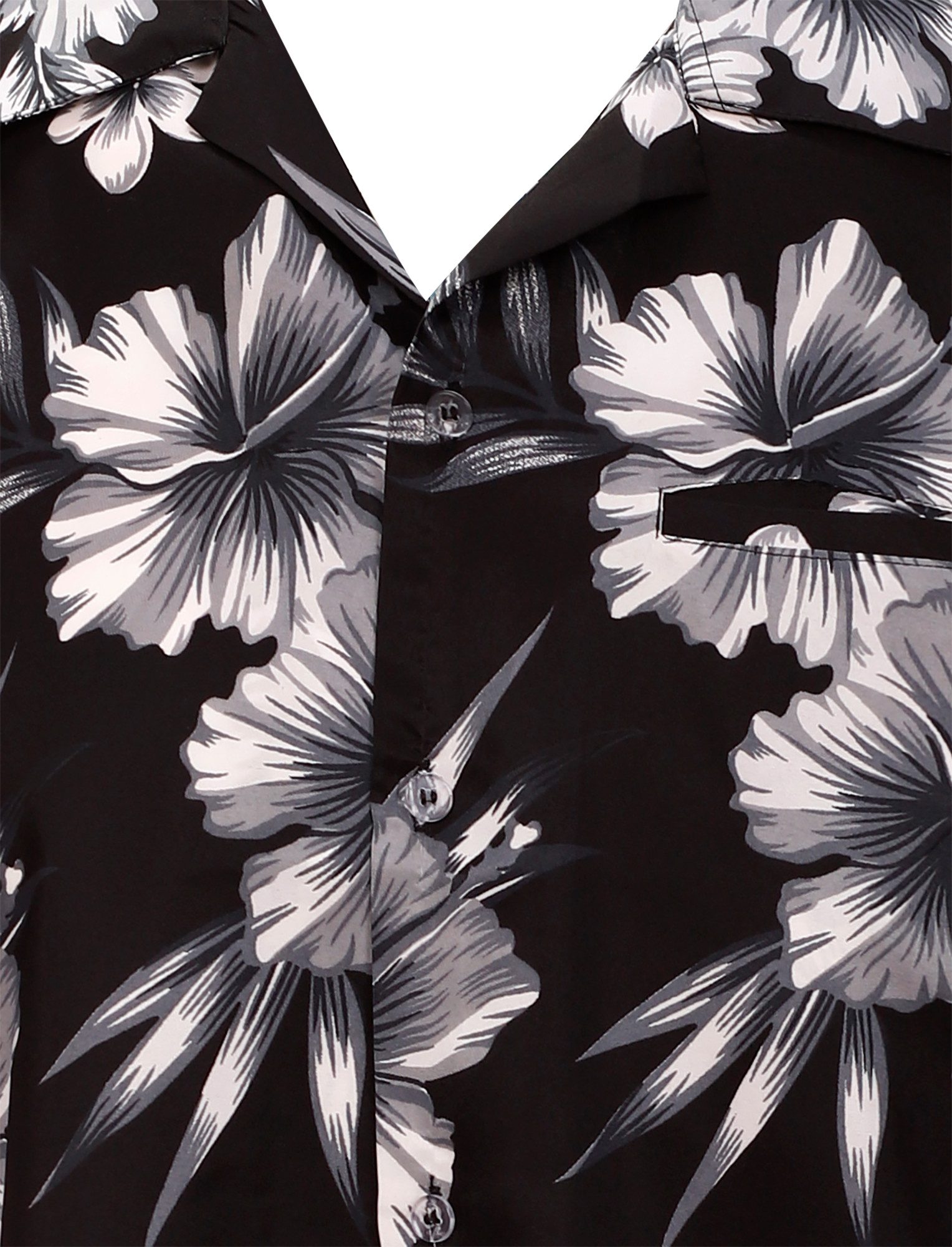 King Kameha Hawaiihemd Mono Flowers Funky Hawaii-Hemd Herren Kurzarm Front-Tasche Unisex