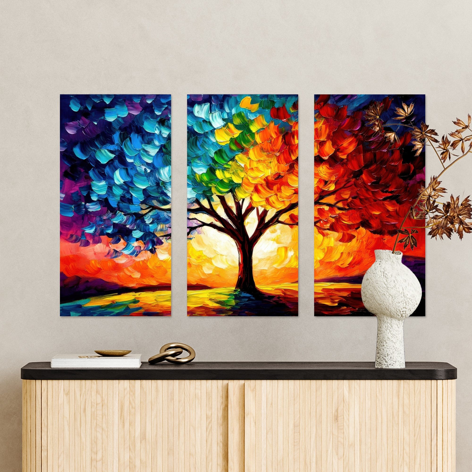 MuchoWow Leinwandbild Baum - Farbenfroh - günstig online kaufen