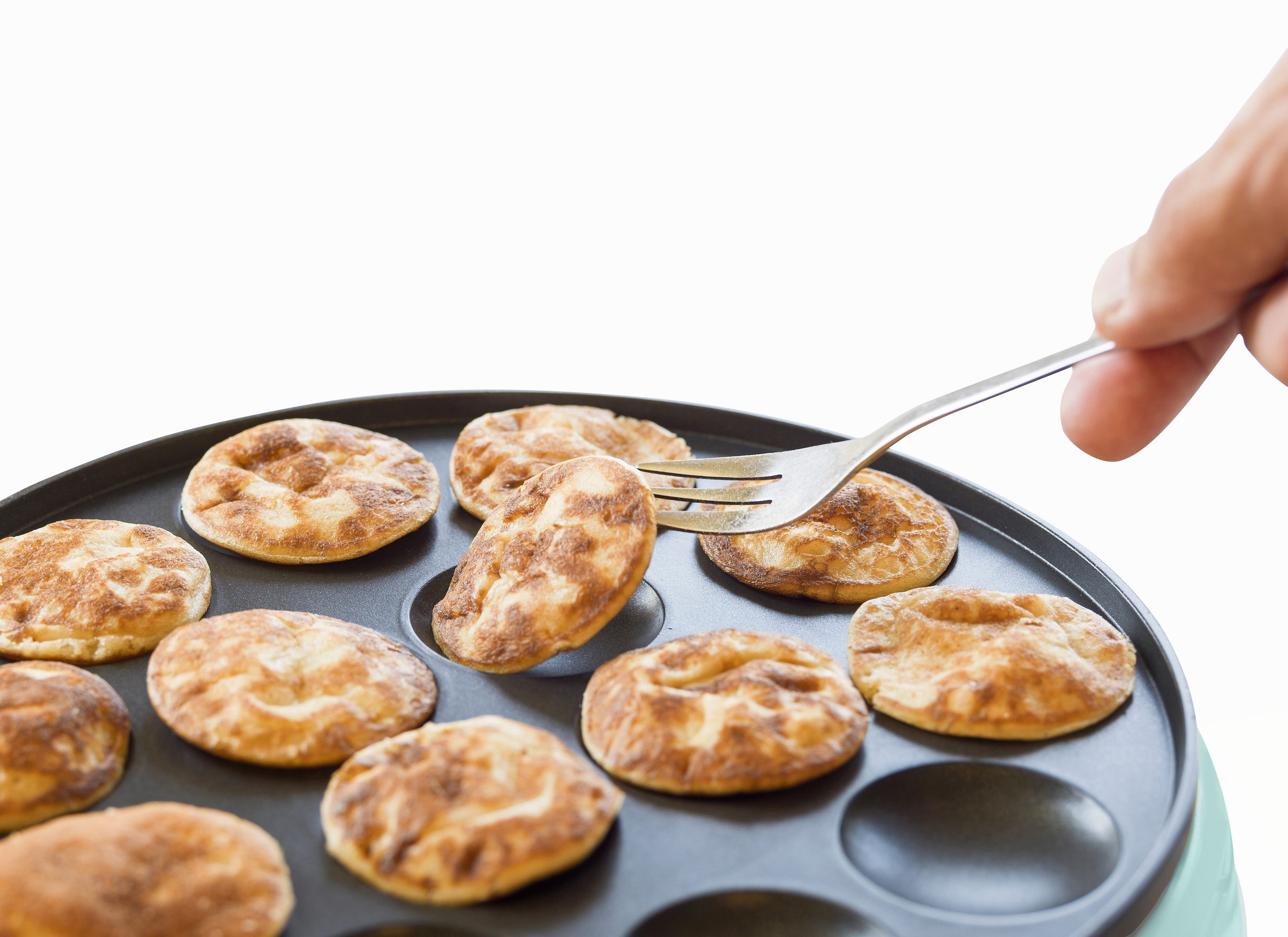 bestron Poffertjes-Maker APFM700, 800 W, 14 Mini-Pfannkuchen mit Antihaftbeschichtung