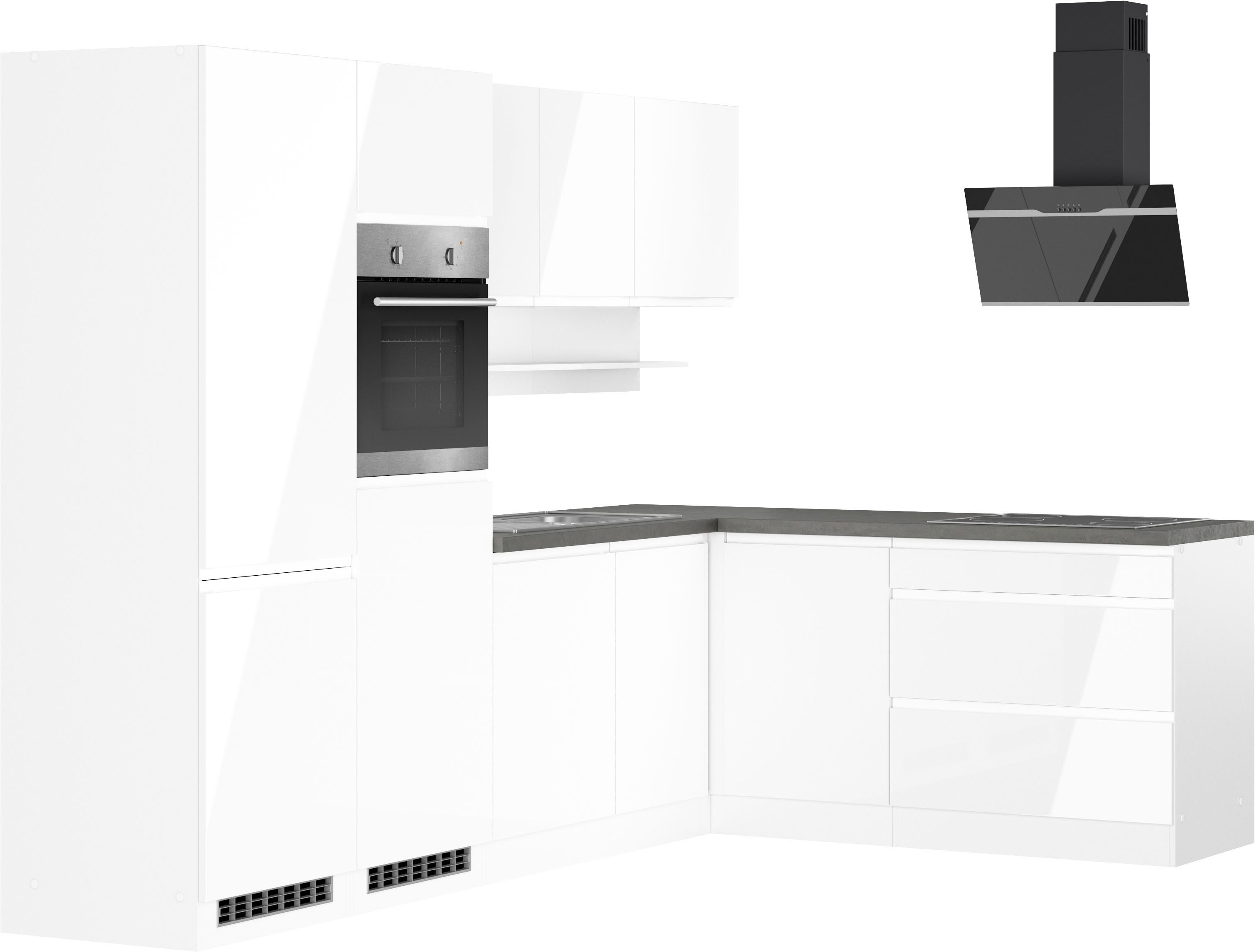 KOCHSTATION Winkelküche KS-Virginia,neu in verbesserter Ausführung, Stellbreite 290/180 cm, Soft-Close, ohne E-Geräte