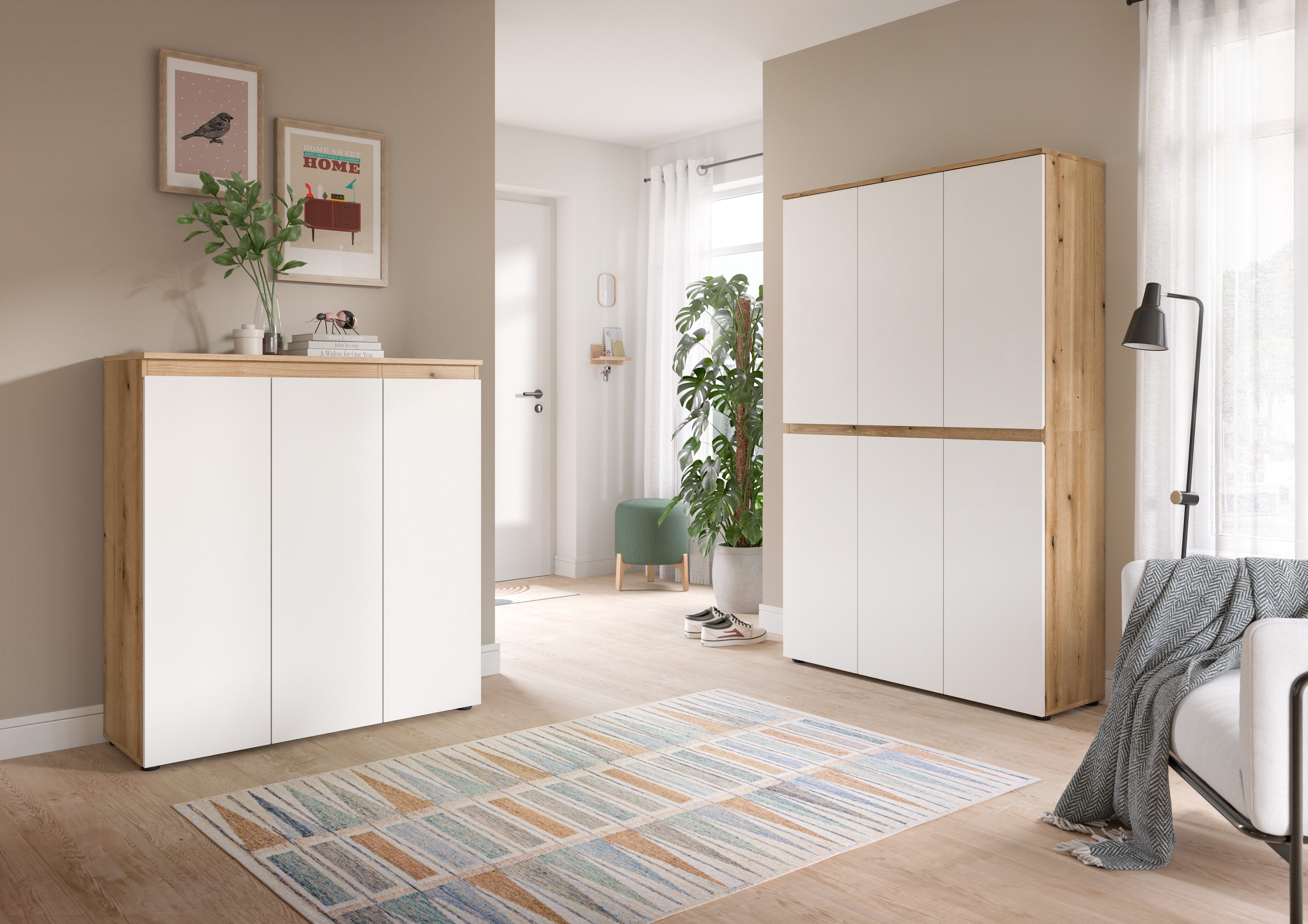furnling Mehrzweckschrank-Set Sarca - in 5 trendigen Farben, (2-St., bestehend aus Kommode, Universalschrank), 1 Kleiderstange, großzügiger Stauraum durch 28 Fä – Bild 2 von 5
