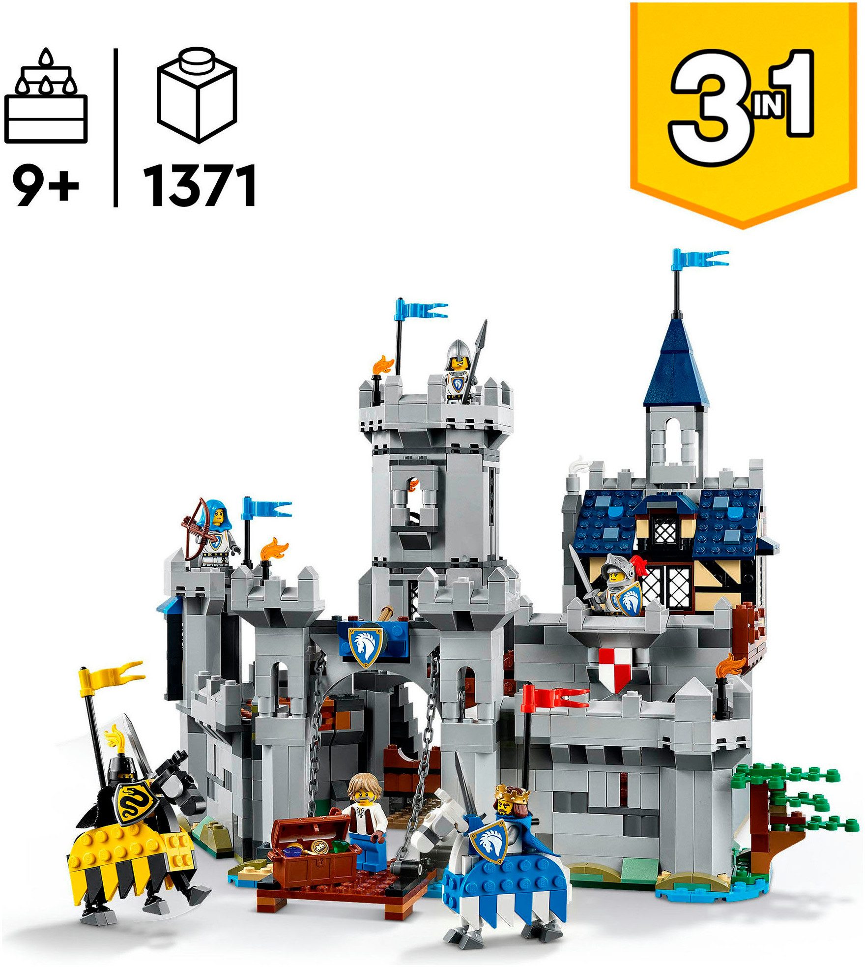 LEGO® Ritterburg im Mittelalter (31168), LEGO LEGO Creator Konstruktionsspielsteine, (1371 St), Made in Europe
