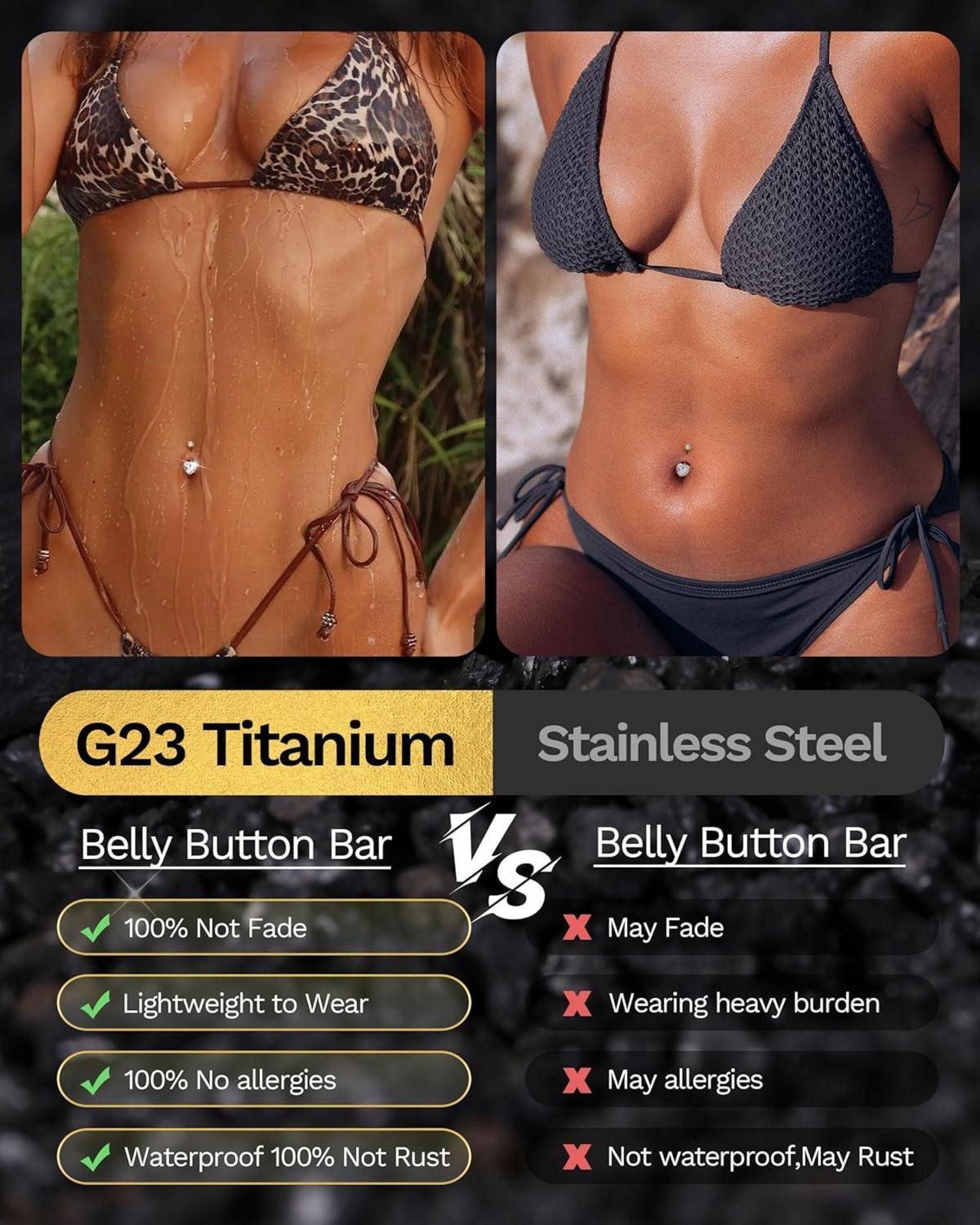 YADOCA Bauchnabelpiercing Bauchnabelpiercing Titan Silber Gold günstig online kaufen