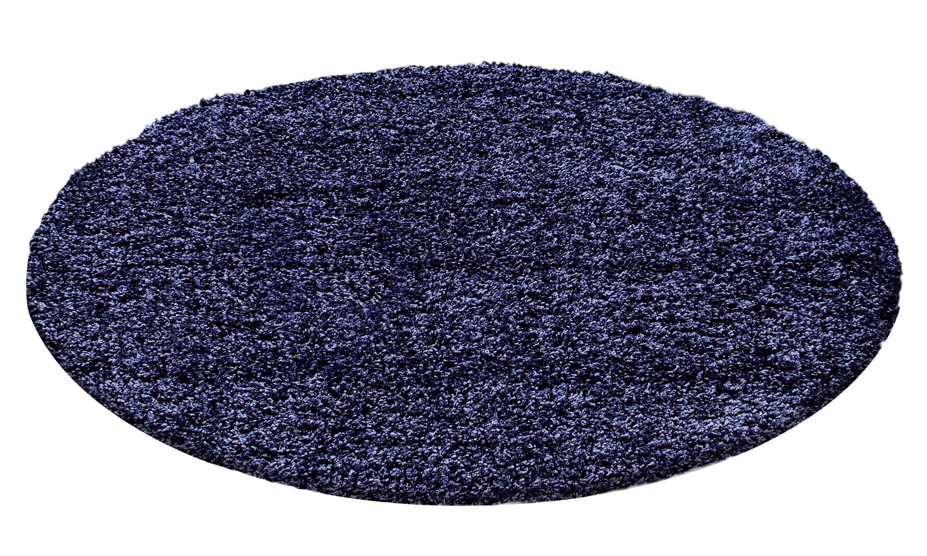 Stilvoll Günstig Hochflor-Teppich für Wohnzimmer und Schlafzimmer Unicolor - Einfarbig, Rund, Höhe: 30 mm