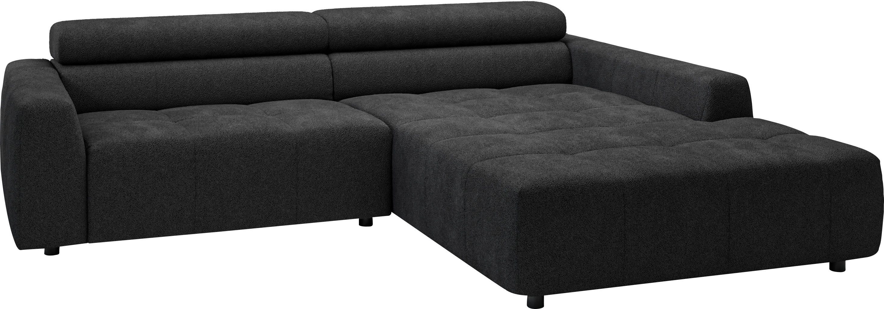 3C Candy Ecksofa Denver auch mit Cord- und Easy care-Bezug, Kopfteilverstellung L-Form, wahlweise. mit motorischer Sitztiefenverstellung