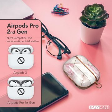 EAZY CASE Kopfhörer-Schutzhülle IMD Motiv Case kompatibel mit Apple AirPods Pro 2, Box Cover Marmor Muster Hülle für Airpods Schutzhülle Weiß / Roségold