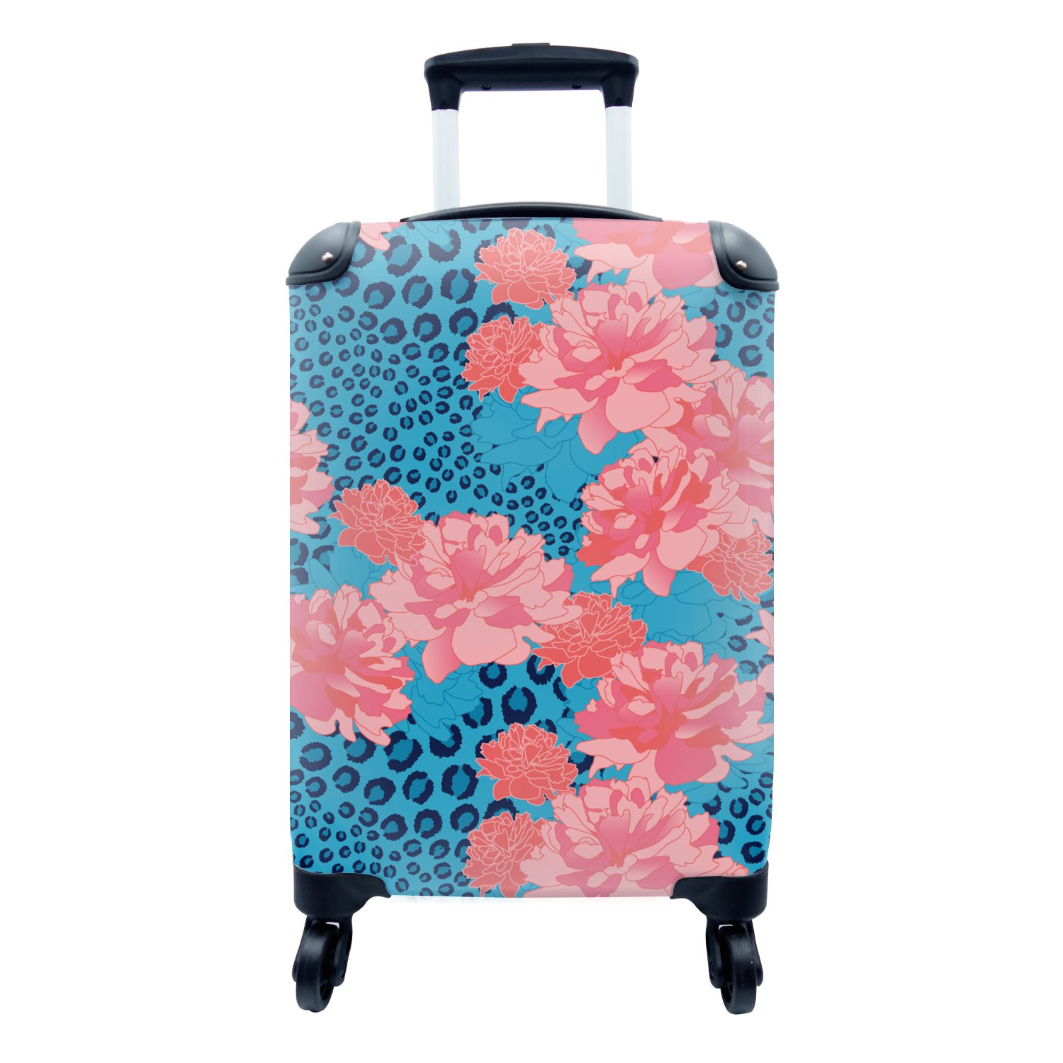 rollen, Reisekoffer Reisetasche mit - Leopardenmuster, Ferien, Blume - MuchoWow Trolley, - für Handgepäck Dschungel 4 Muster Handgepäckkoffer Rollen,