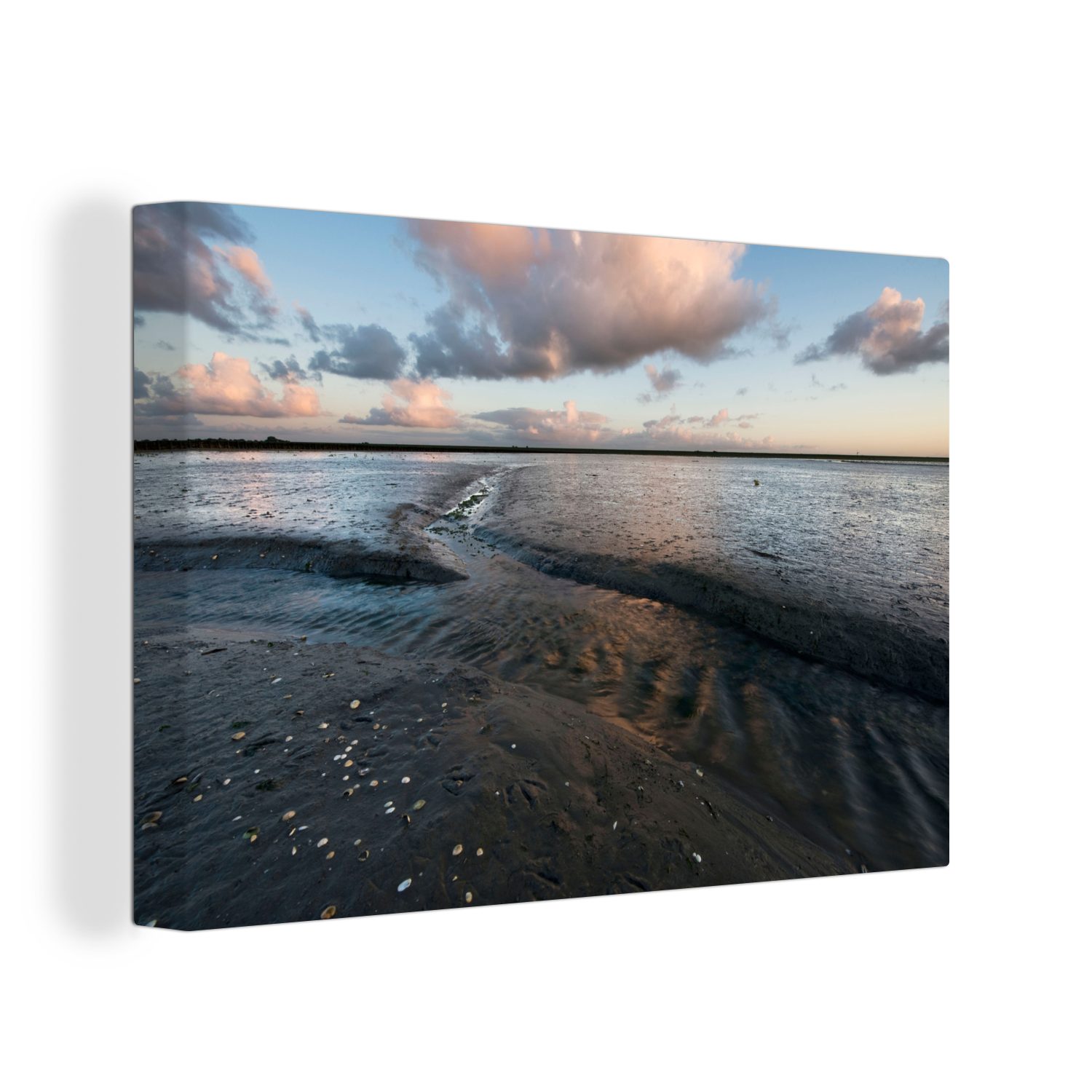 Wandbild cm Wattenmeer St), - Wanddeko, Sand Himmel, Aufhängefertig, 30x20 (1 Leinwandbilder, Leinwandbild OneMillionCanvasses® -