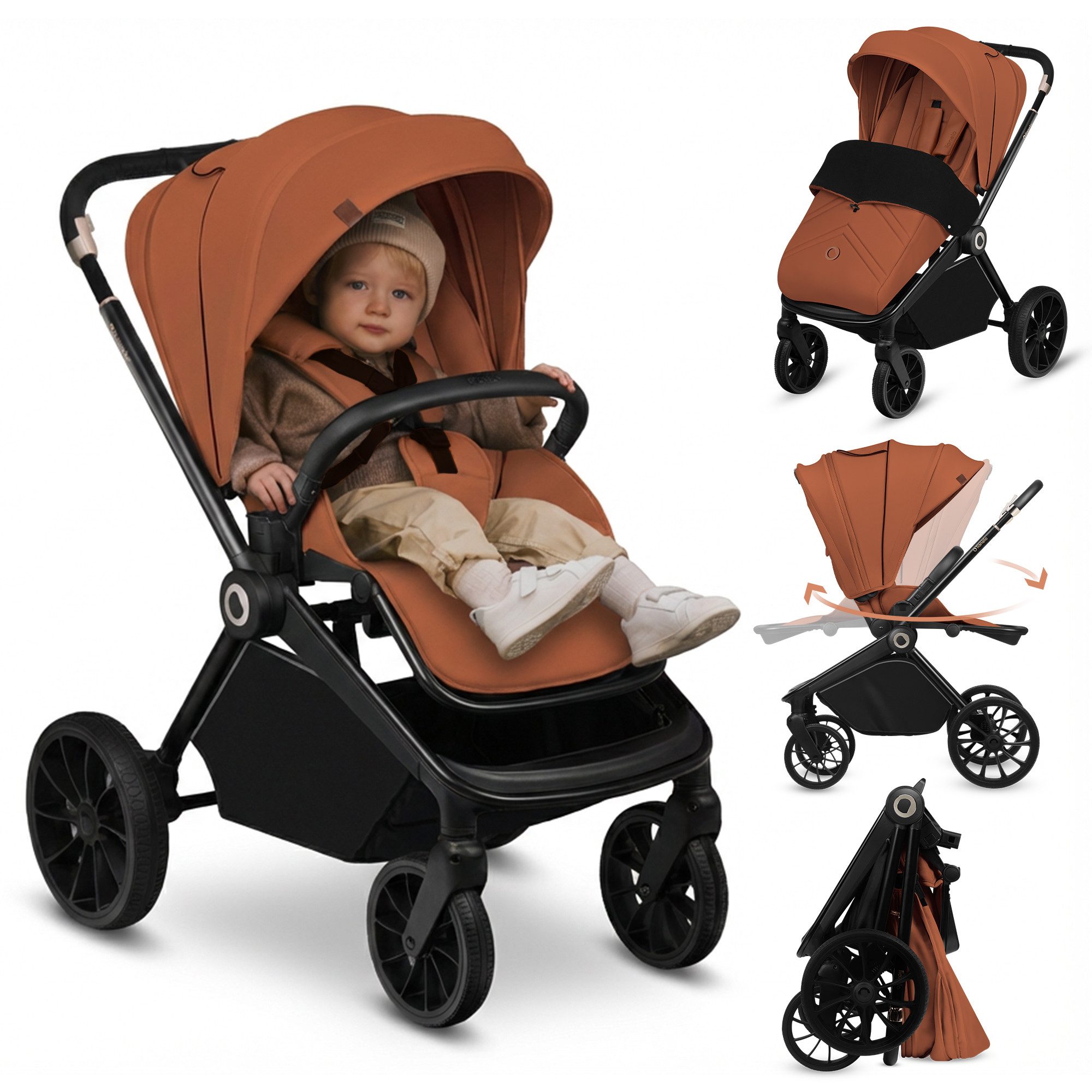 lionelo Kinder-Buggy MIKA PLUS, (Set), XXL-Verdeck/UPF50+/Mit Belüftungssystem