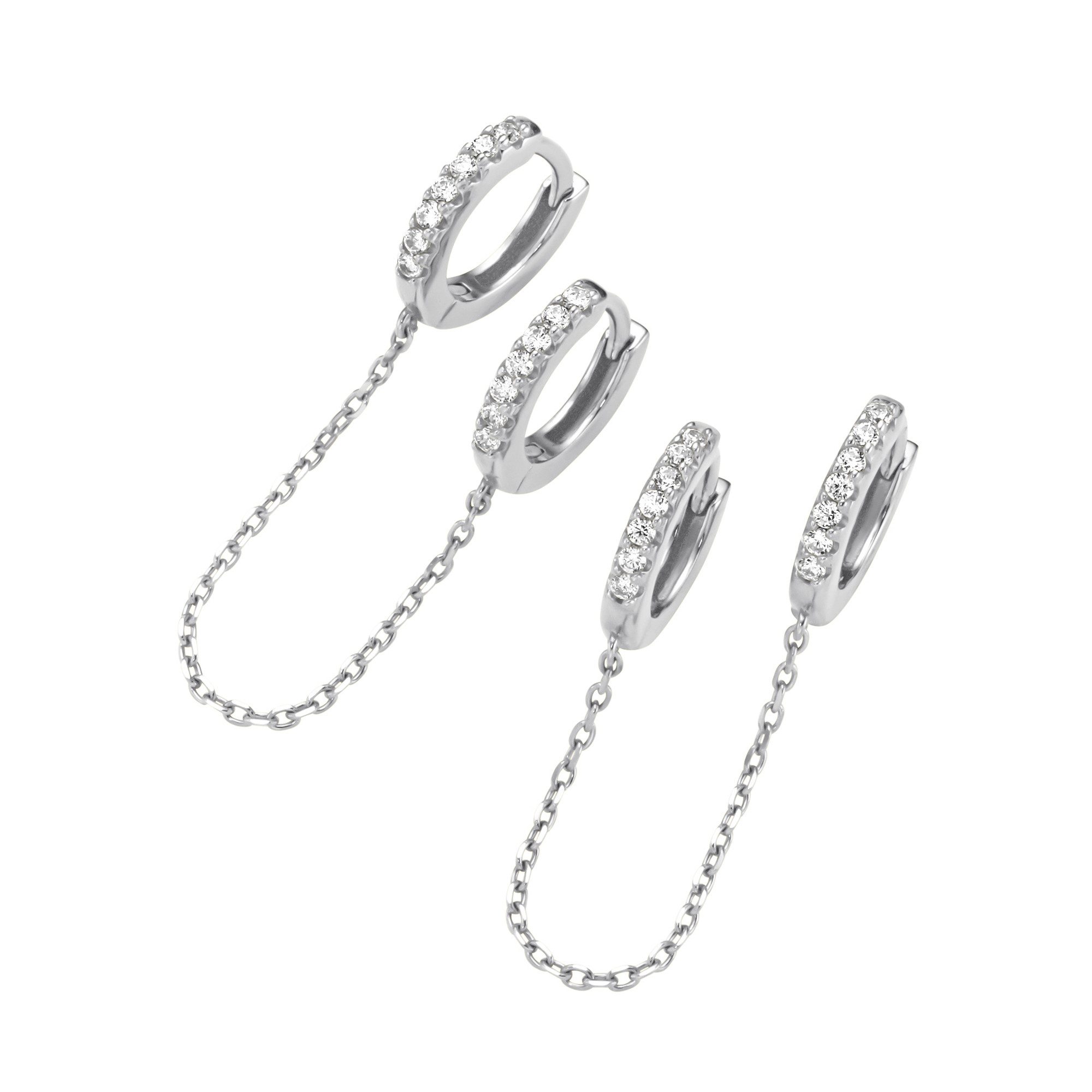Paar Creolen mit Zirkonia, Silber 925