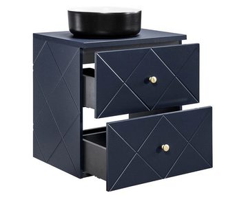 einfachgutemoebel Waschtisch-Set Badezimmer Set 2-teilig BLUMOND 60cm, Aufsatzbecken SW, Dark Blue, (Badmöbel Set, 1-St., Badmöbel Waschtisch-Set 2-teilig)