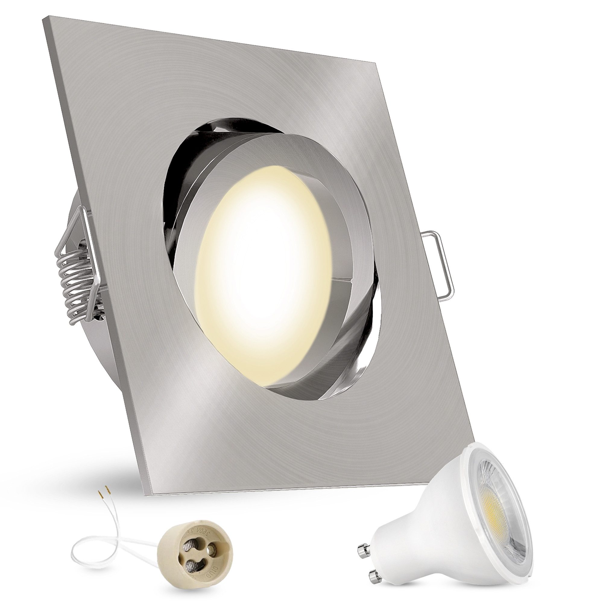 linovum LED Einbaustrahler LED Einbaustrahler neutralweiß GU10 3W 230V eckig schwenkbar Spot, Neutralweiß