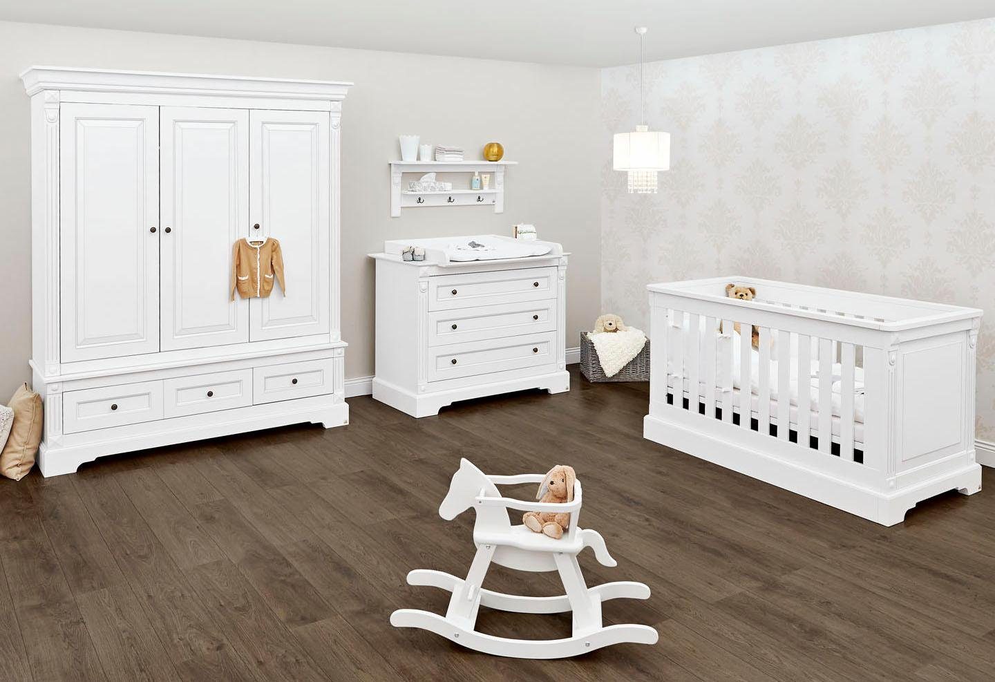 Pinolino® Babyzimmer-Komplettset Emilia, (Set, 3-St., Kleiderschrank,  Wickelkommode und Kleiderschrank), breit groß; mit Kinderbett,