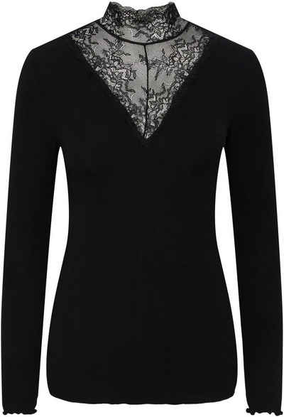 pieces Langarmshirt PCSIRI LS T-NECK TOP NOOS mit Spitzeneinsatz