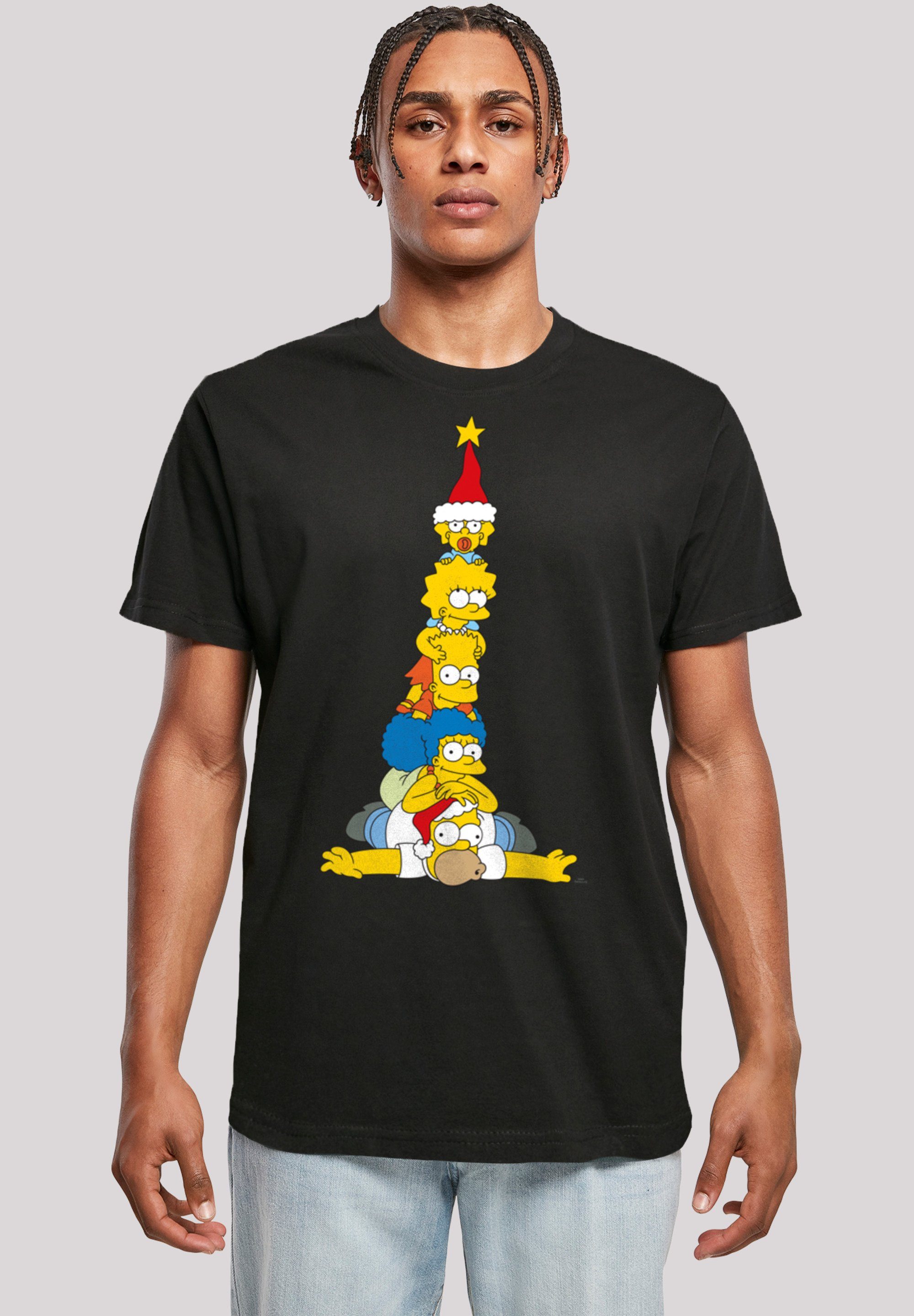 The Family Weihnachtsbaum T-Shirt Simpsons Print Christmas schwarz F4NT4STIC
