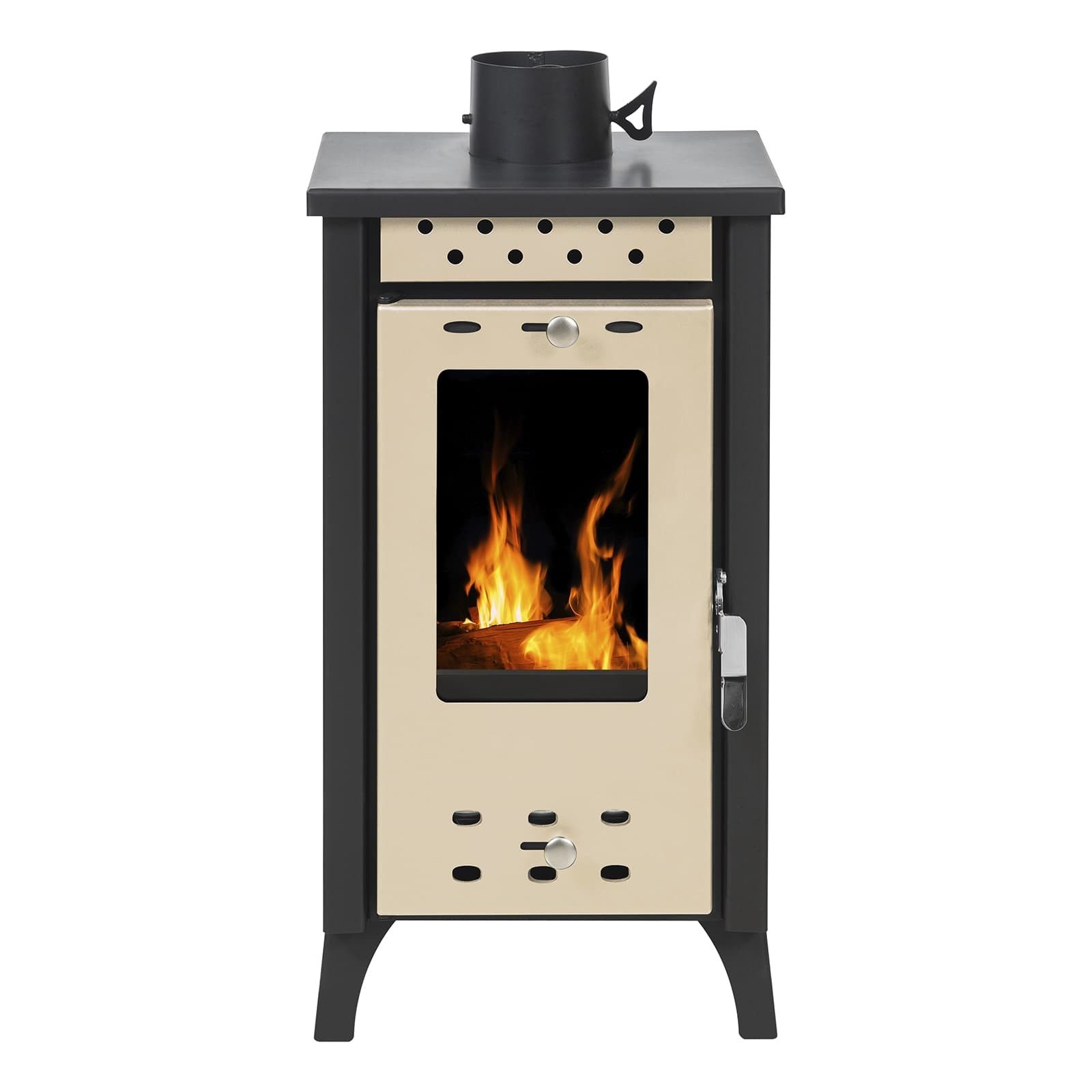 Gekas Kaminofen Holzofen schmal mit 7,7 kW, 50 bis zu 150m² Wohnfläche, 120mm Abgasr., 7,7 kW, Holzofen, (7 - 9 kW, MG100), Stahl