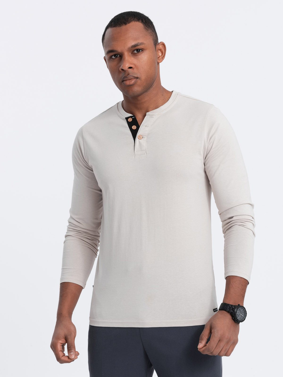 OMBRE Longsleeve Herren Longsleeve mit Knöpfen günstig online kaufen