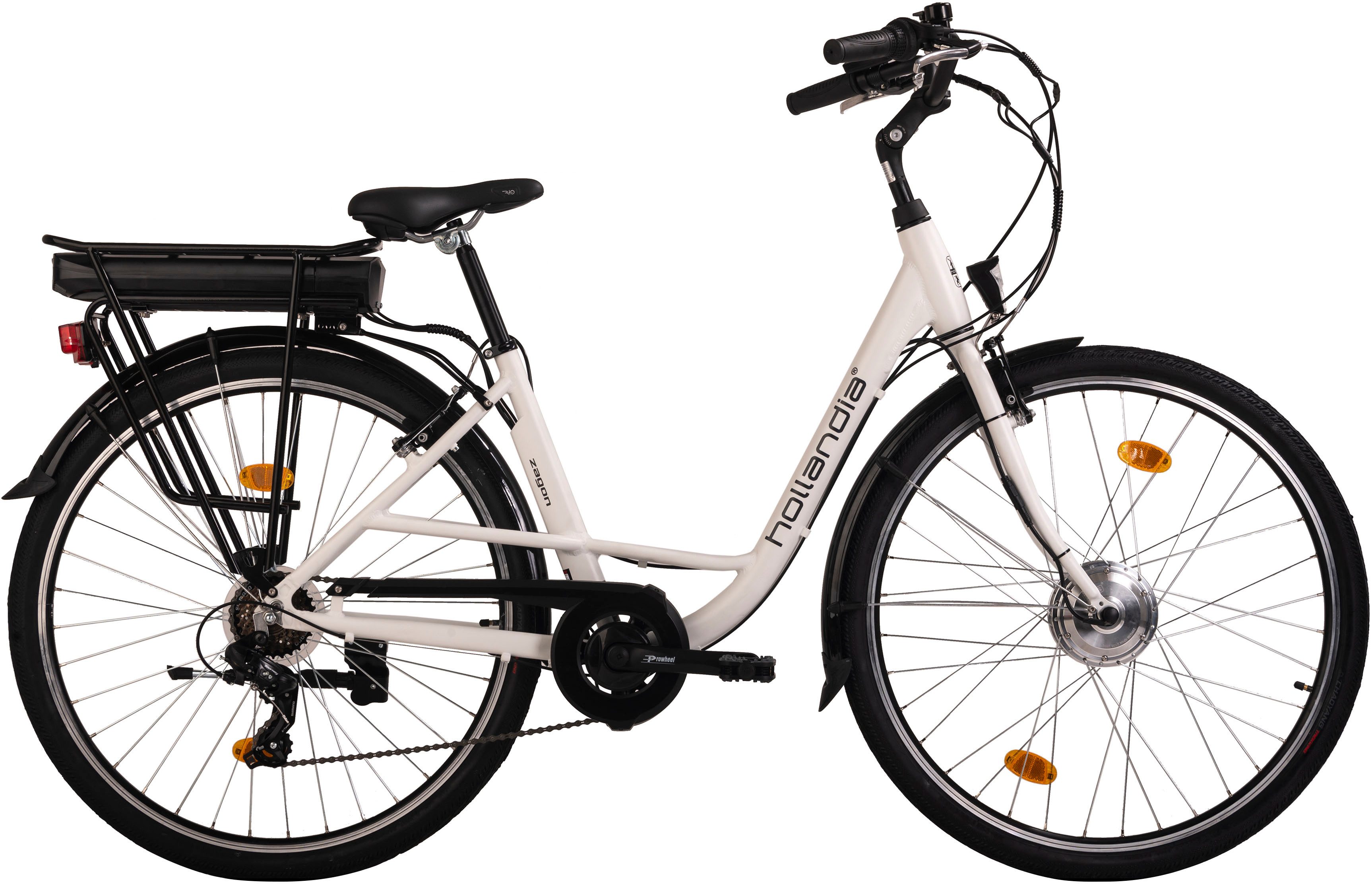 Hollandia E-Bike Cityrad Zagon, 6 Gang Shimano Tourney Schaltwerk, Kettenschaltung, Frontmotor, 468 Wh, Pedelec, Elektrofahrrad für Damen u. Herren