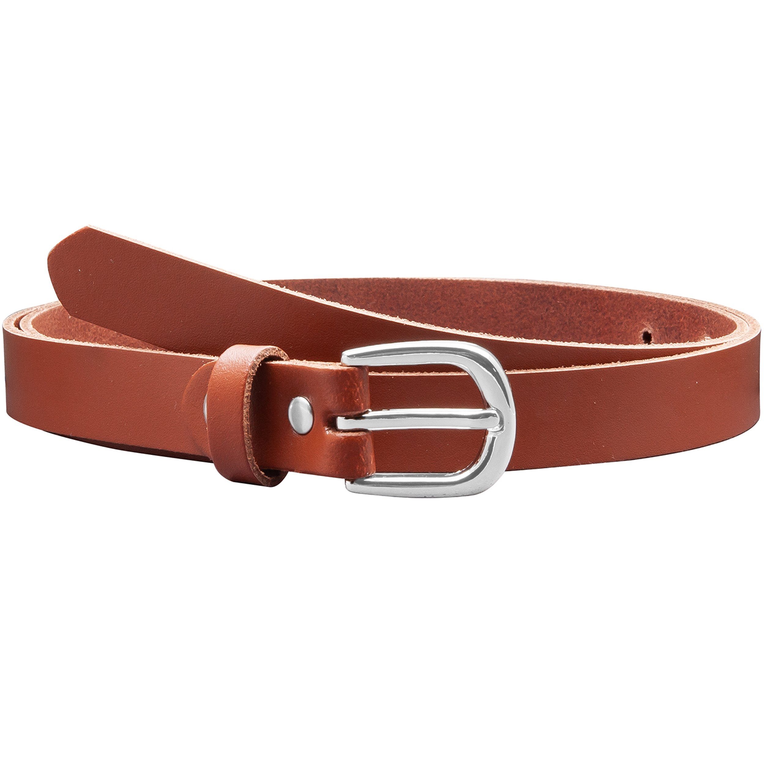 COLOGNEBELT Ledergürtel A8-SL Ledergürtel in Rot - 2 cm Breit - mit silberner abgerundeter Gürtelschließe - modern, leger, klassisch mehr