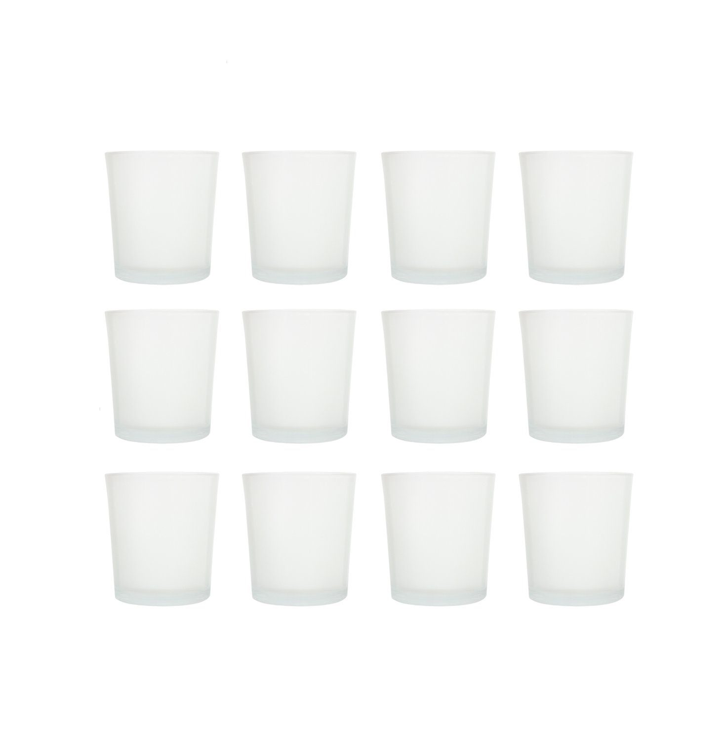12 weisse Kerzenhalter Glas rund Ø 63 mm 55 mm für Teelichte 